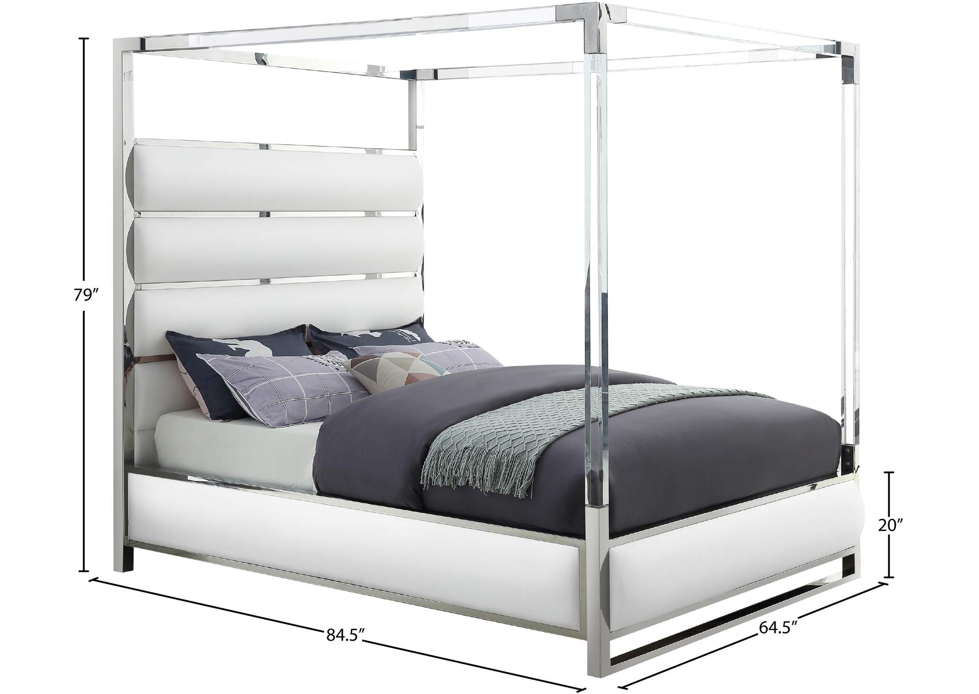 Encore White Vegan Leather Queen Bed (4 Boxes)