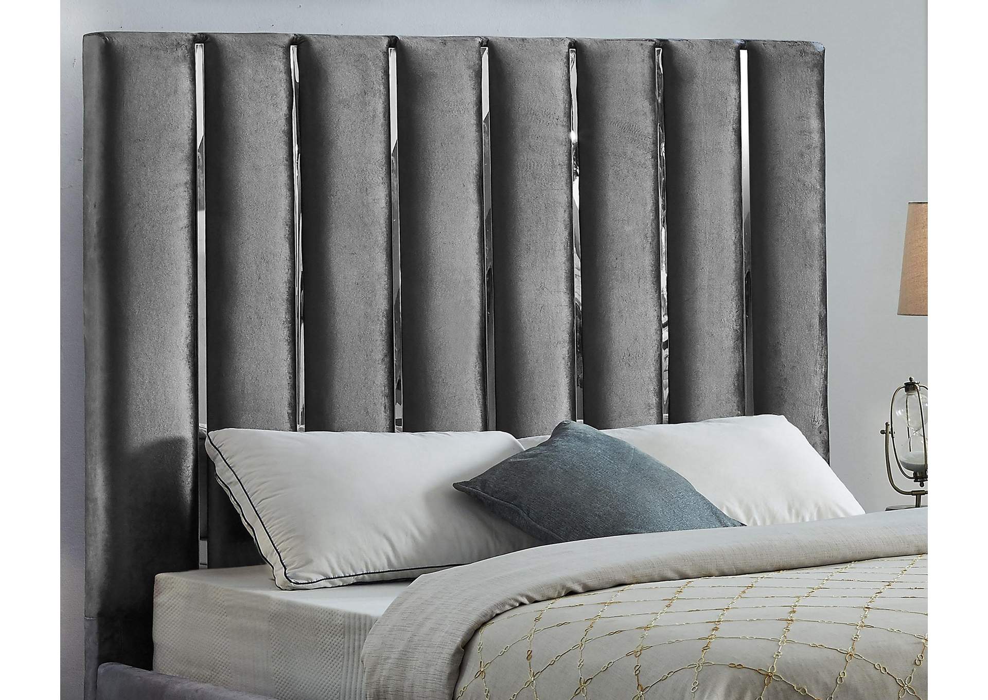Enzo Grey Velvet Full Bed