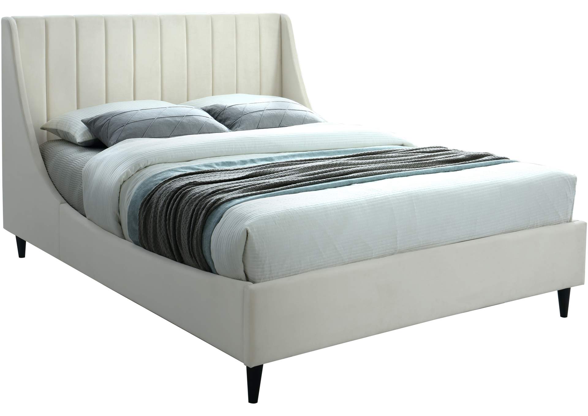 Eva Cream Velvet King Bed