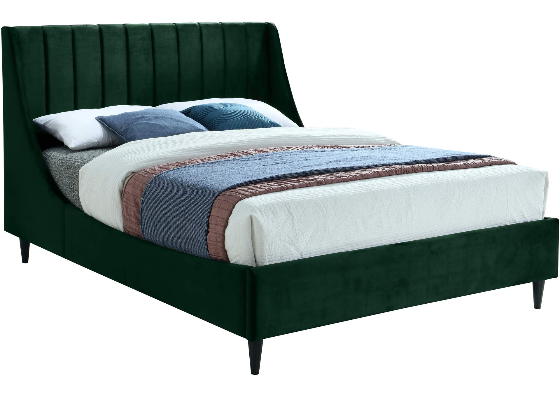 Eva Green Velvet King Bed