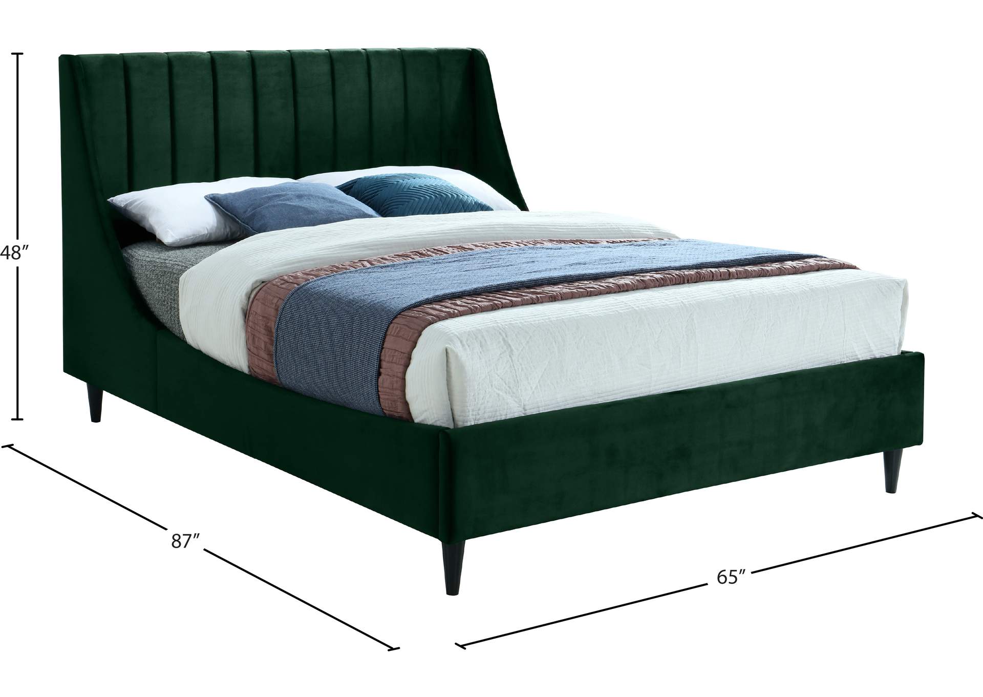 Eva Green Velvet Queen Bed