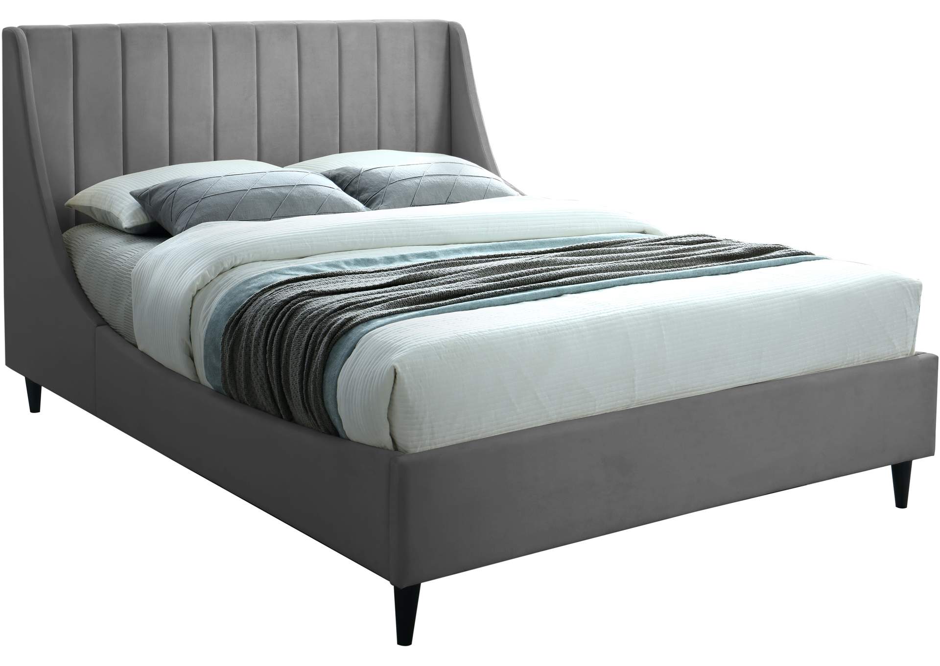 Eva Grey Velvet Full Bed
