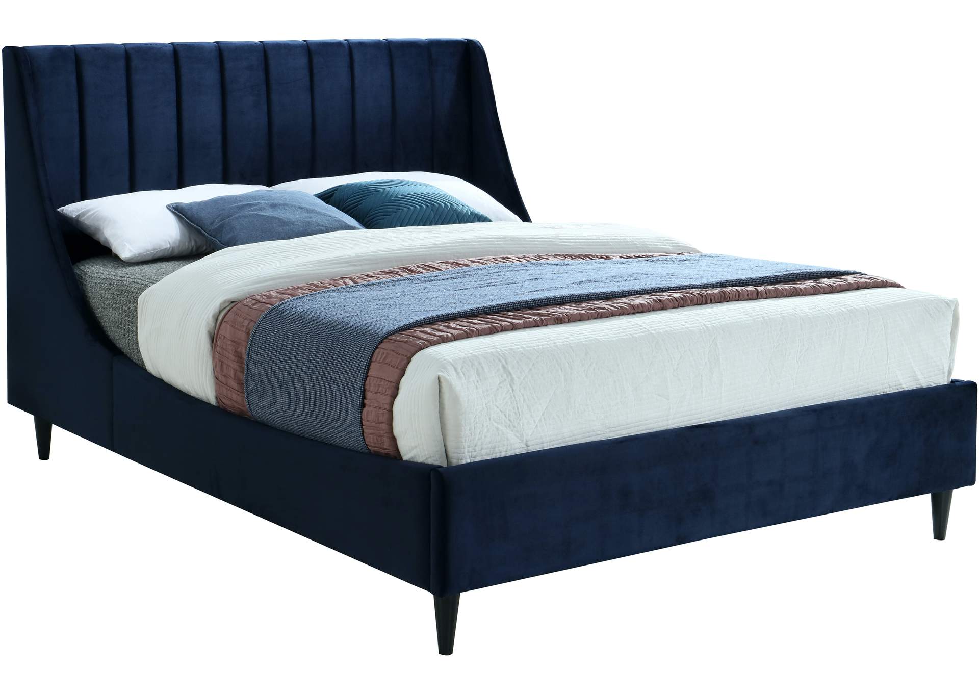 Eva Navy Velvet King Bed