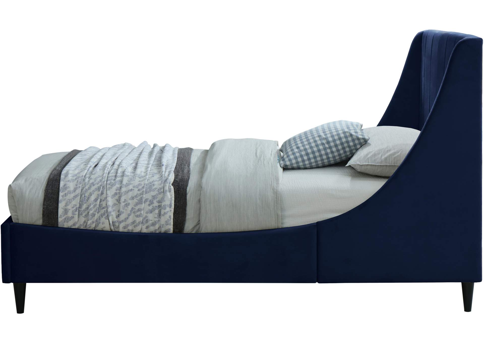 Eva Navy Velvet Twin Bed