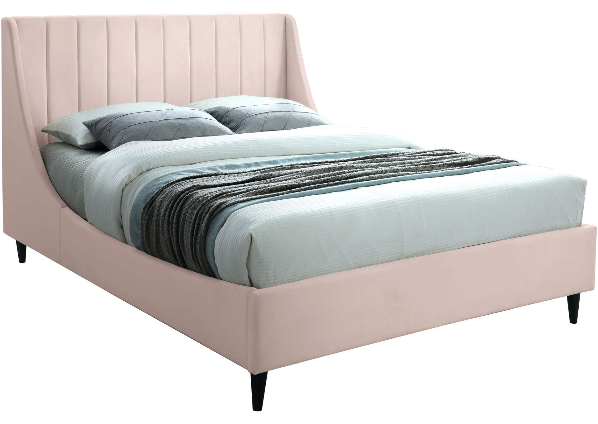 Eva Pink Velvet Queen Bed