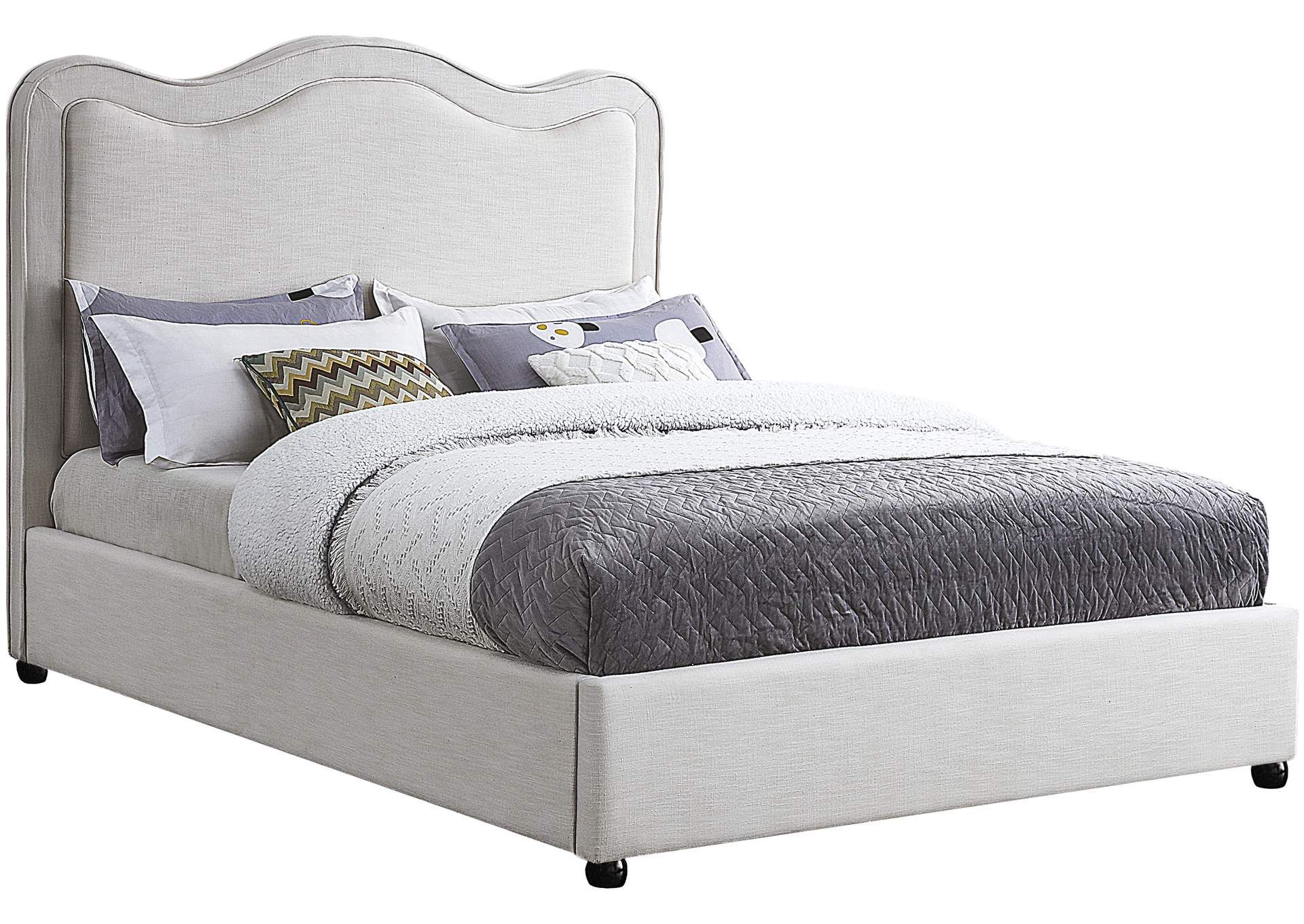 Felix Cream Linen Textured Fabric Full Bed