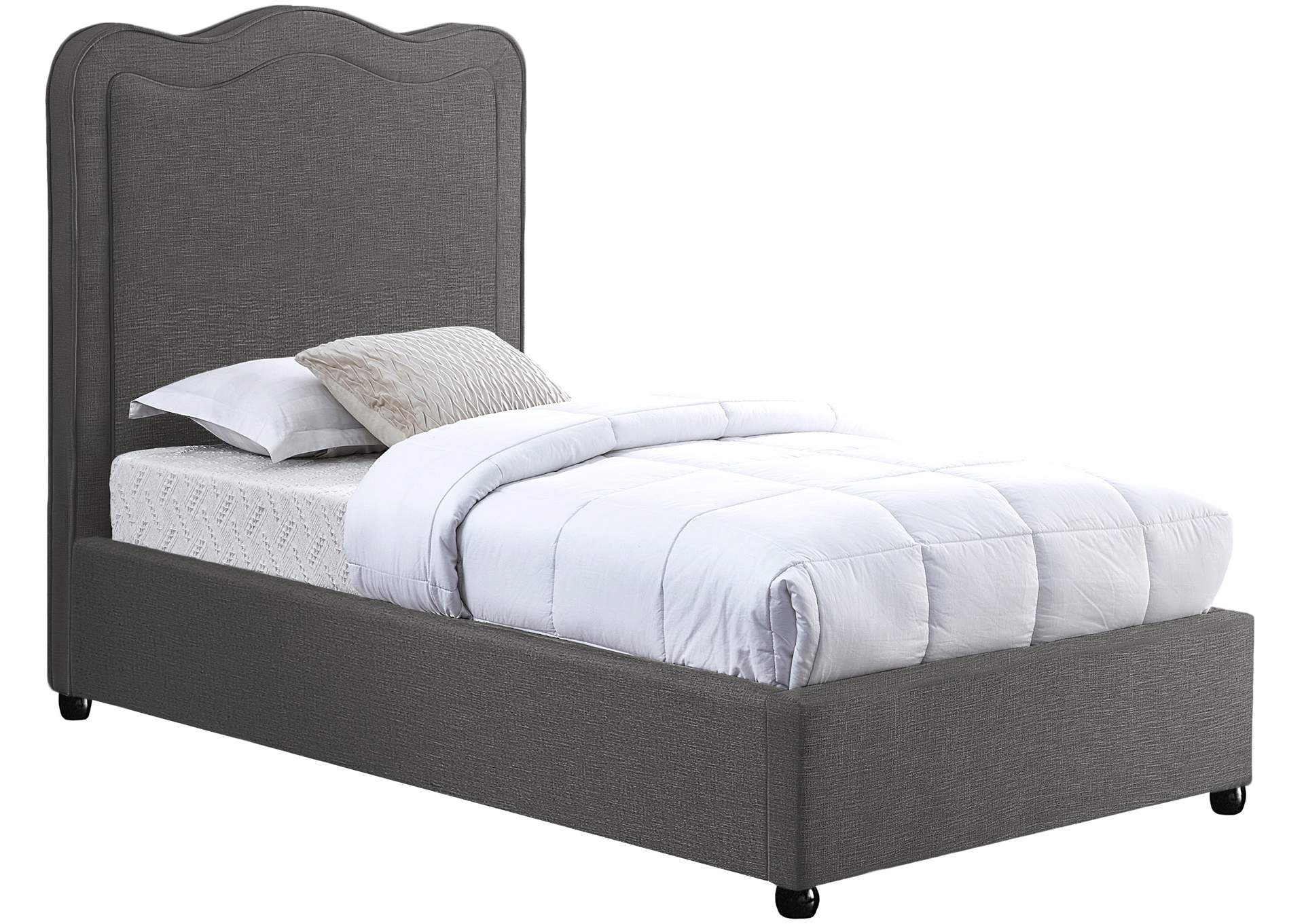 Felix Grey Linen Textured Fabric Twin Bed
