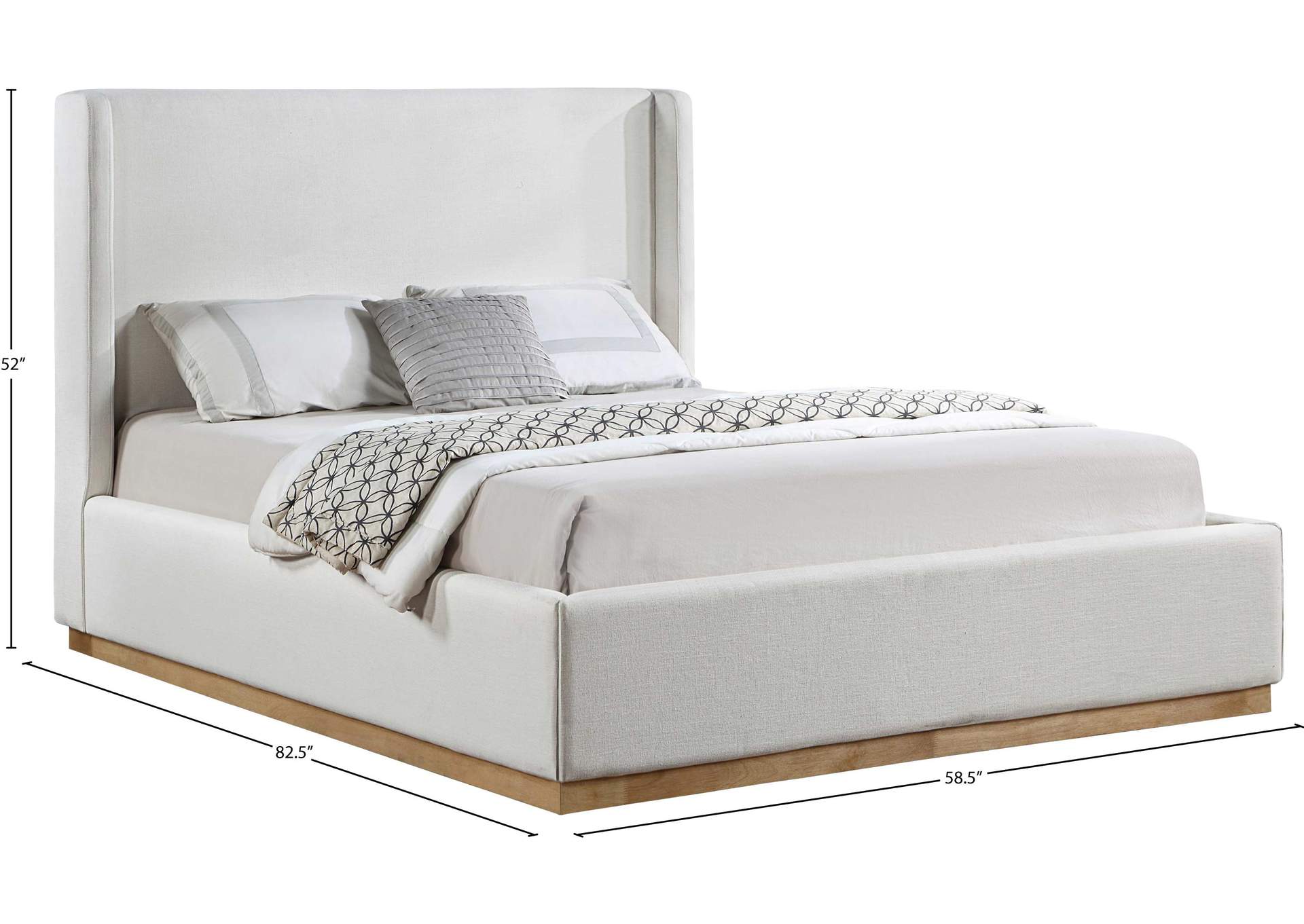 Flynn Cream Linen Textured Fabric Full Bed