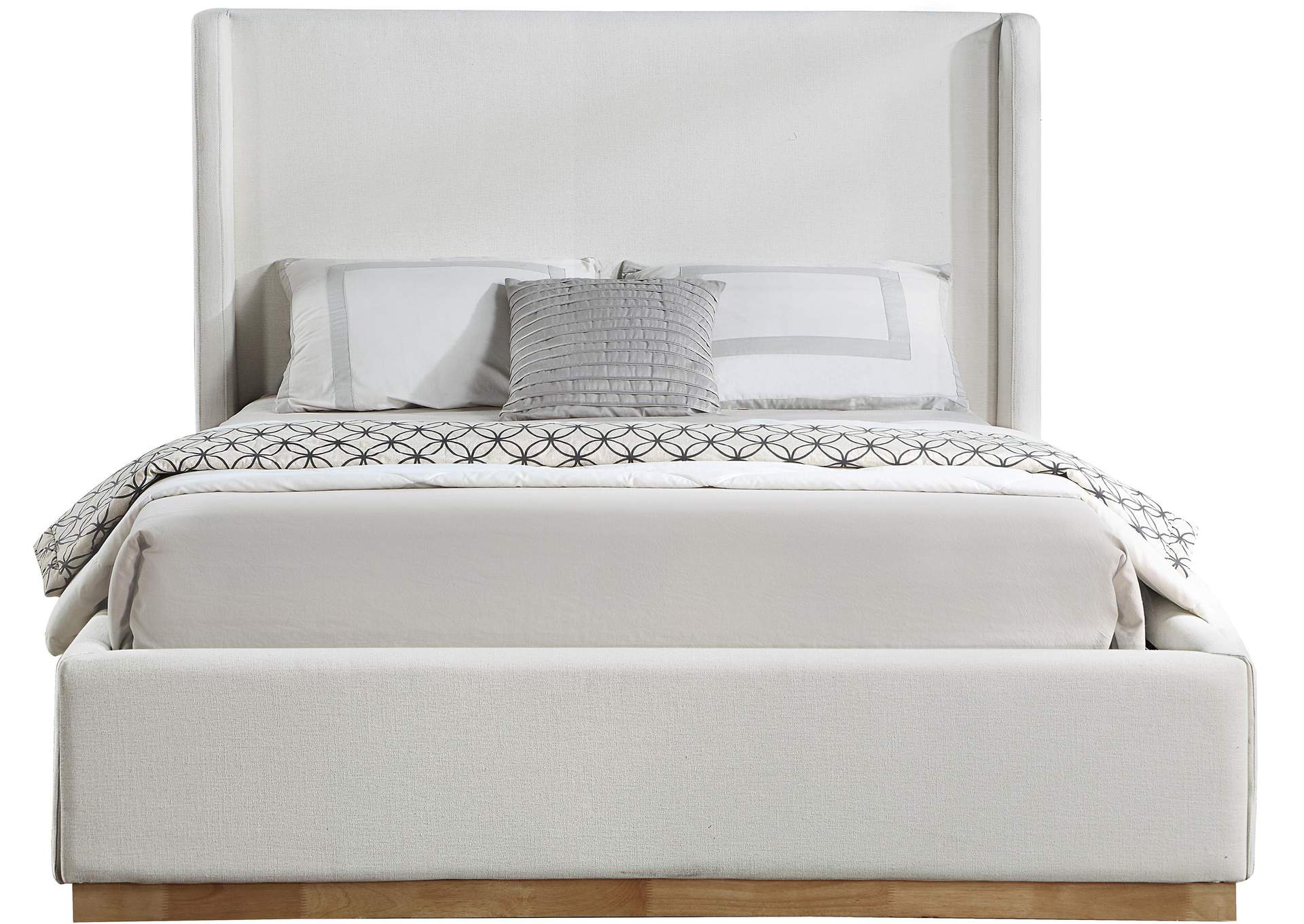 Flynn Cream Linen Textured Fabric Full Bed