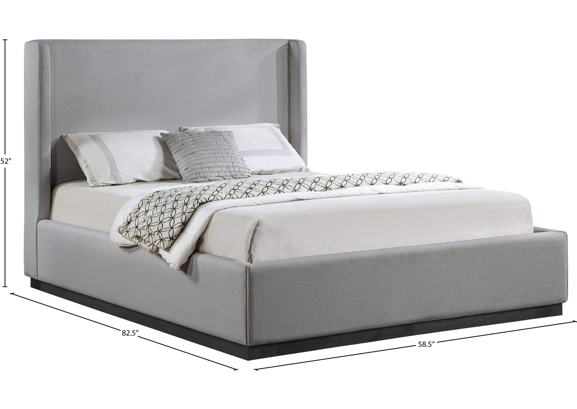 Flynn Grey Linen Textured Fabric Full Bed