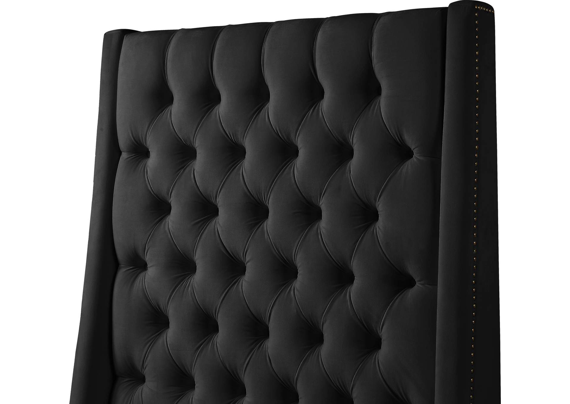 Fritz Black Velvet Twin Bed