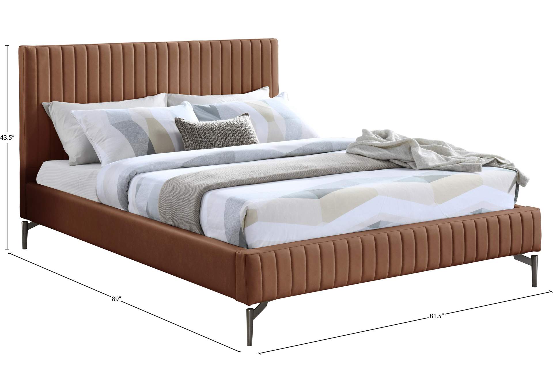 Gallo Cognac Vegan Leather King Bed