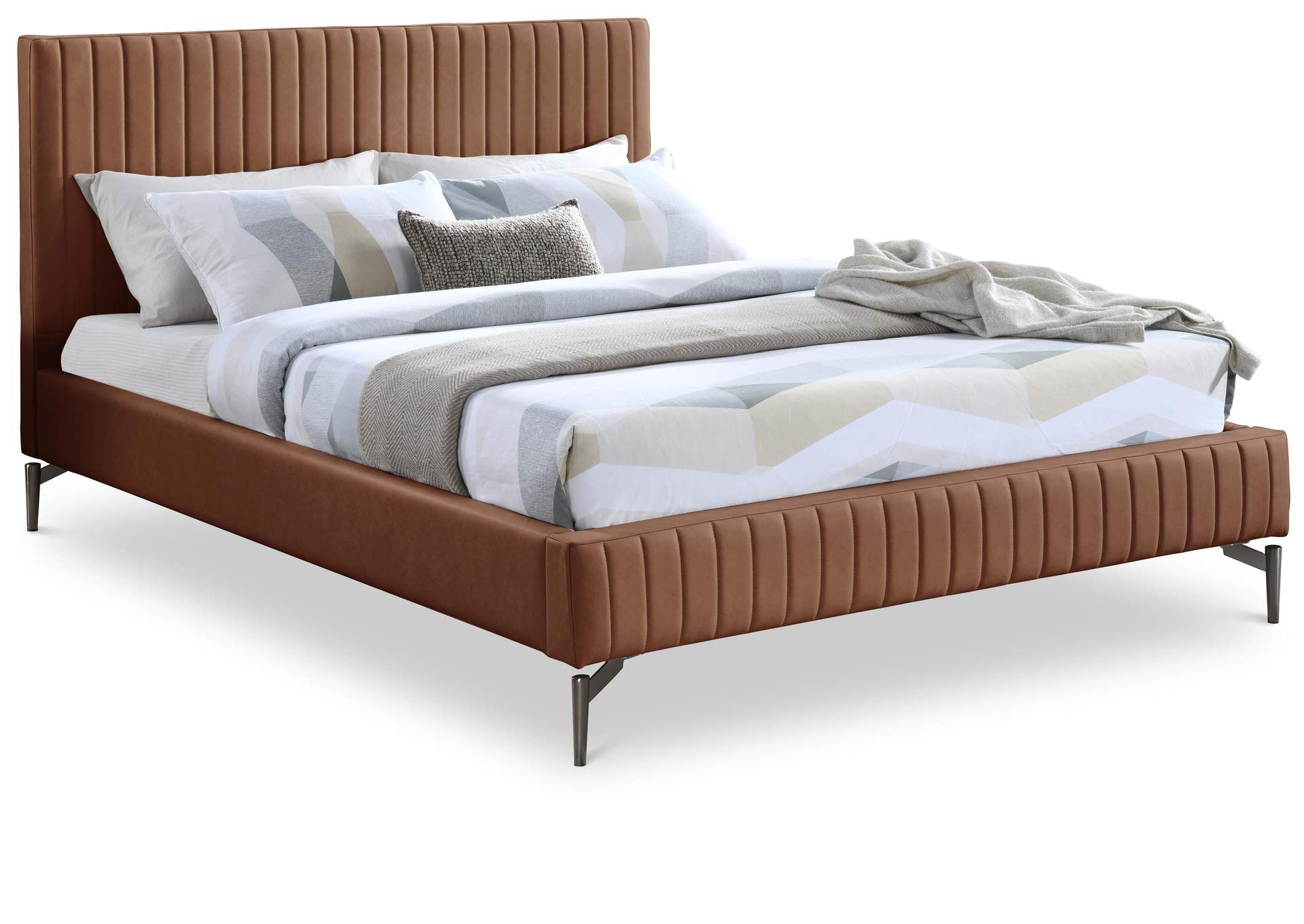 Gallo Cognac Vegan Leather King Bed