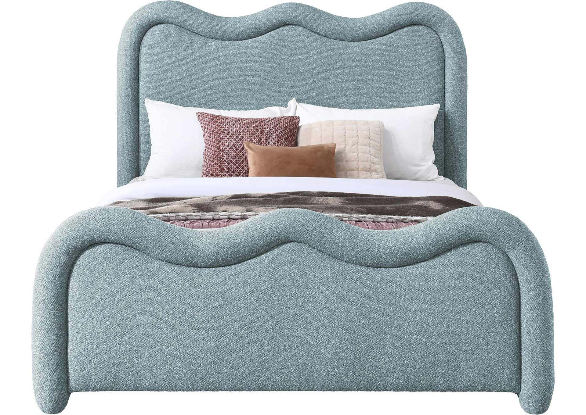 Gavin Blue Chenille Fabric Queen Bed (3 Boxes)