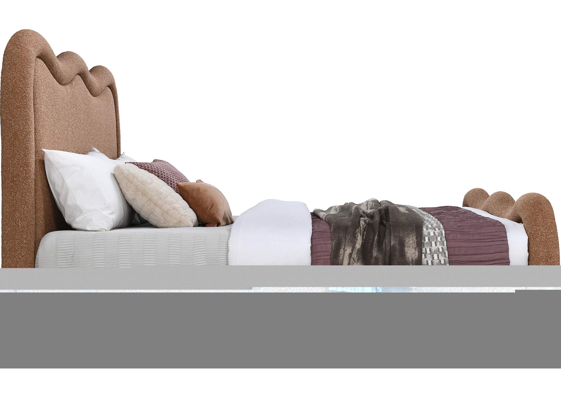 Gavin Cognac Chenille Fabric King Bed (3 Boxes)