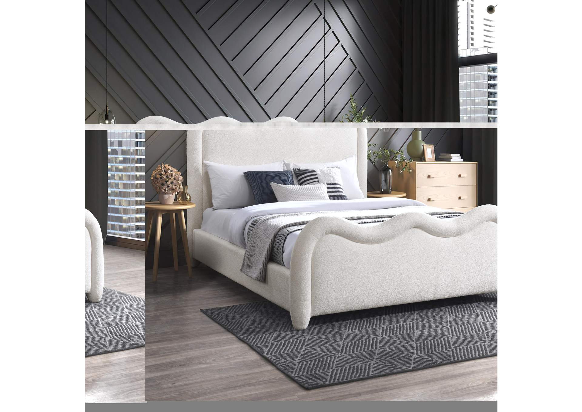 Gavin Cream Chenille Fabric Full Bed (3 Boxes) image 3