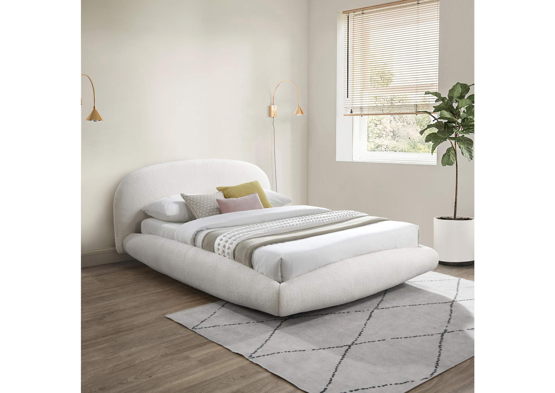 Genesis Cream Teddy Fabric Full Bed (3 Boxes)