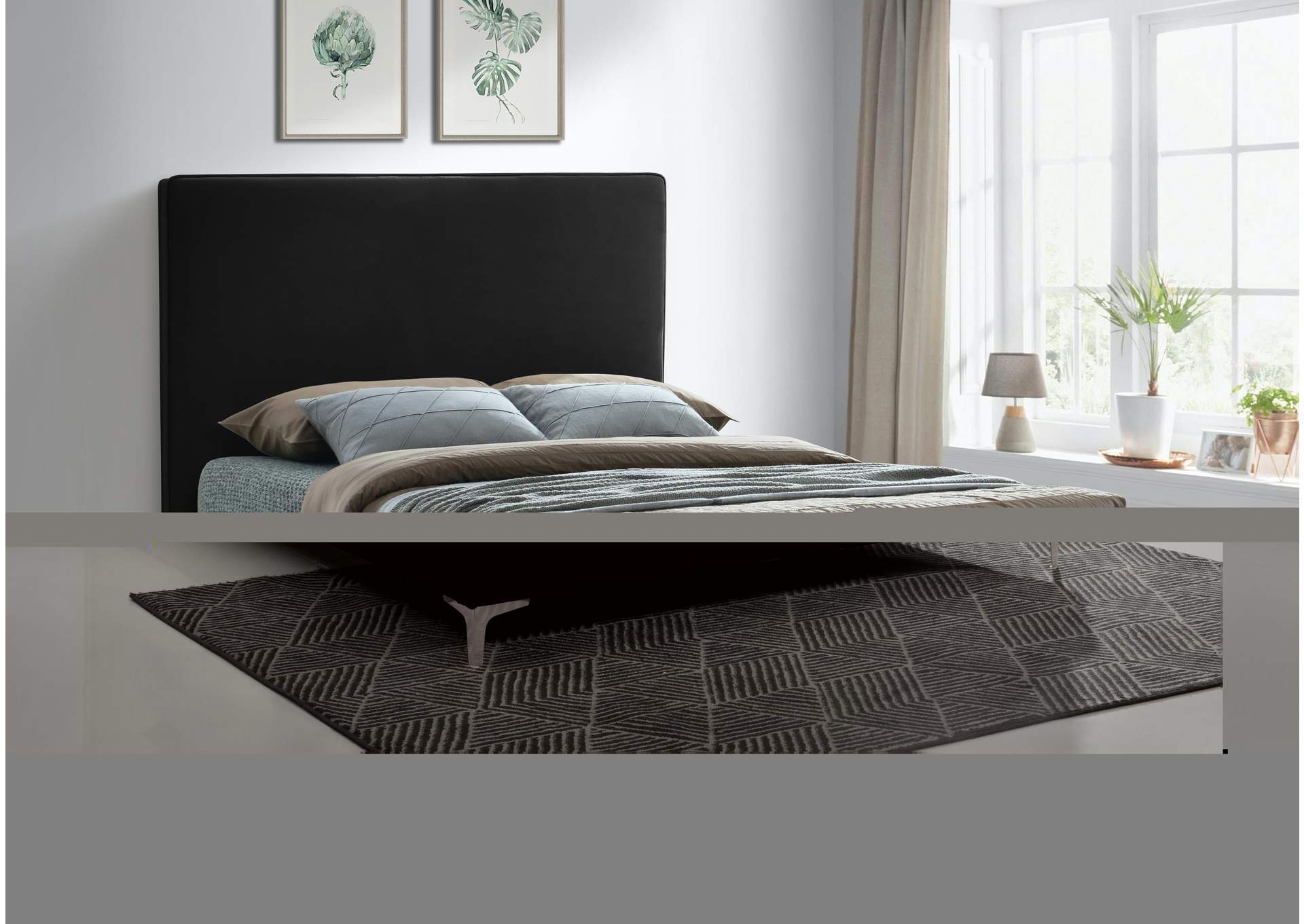 Geri Black Velvet Full Bed