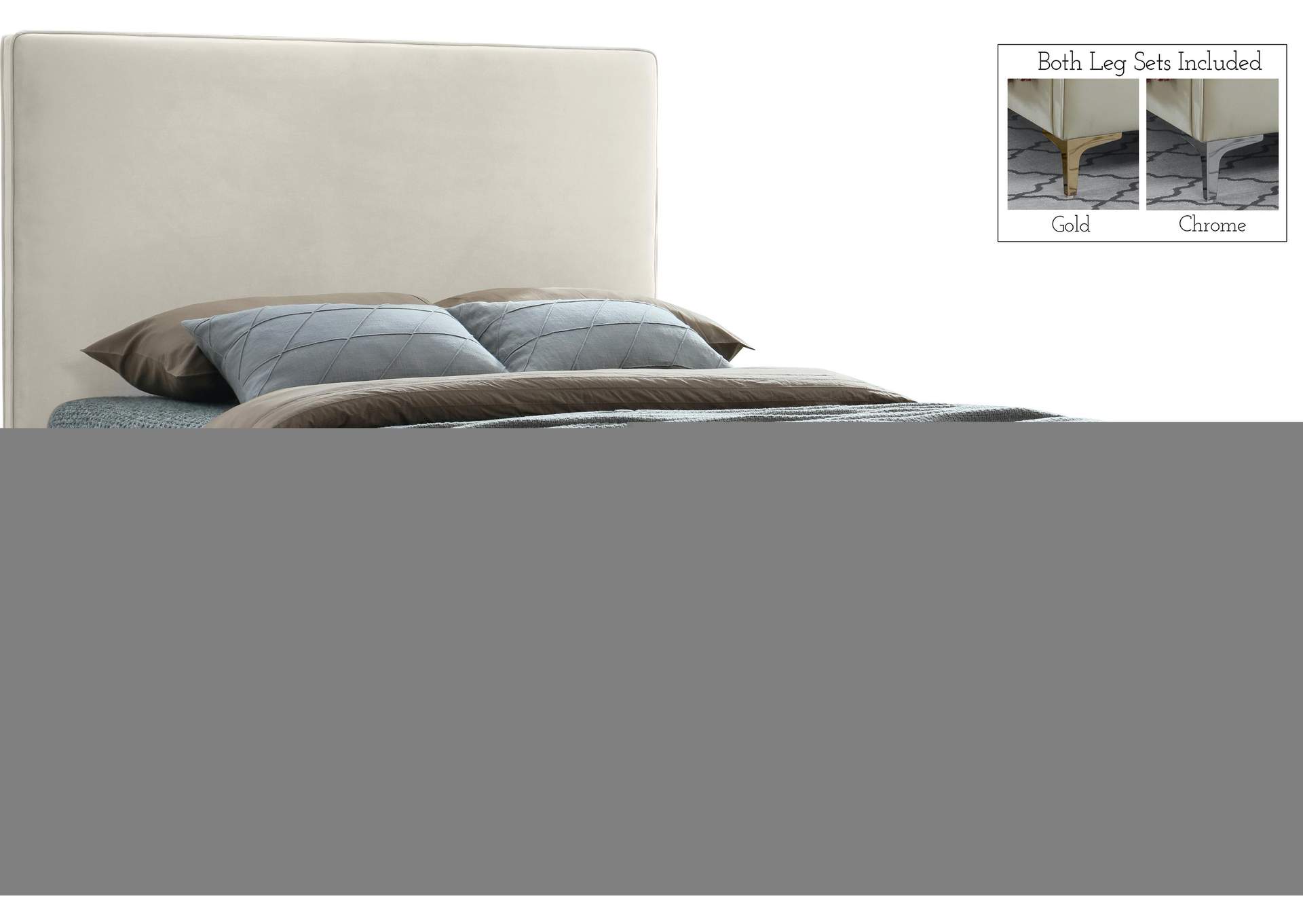 Geri Cream Velvet Queen Bed