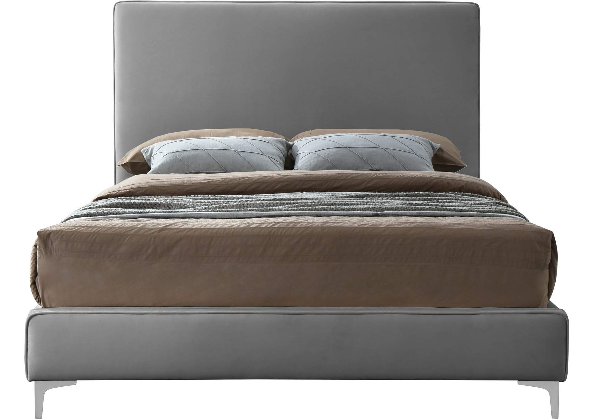 Geri Grey Velvet Full Bed