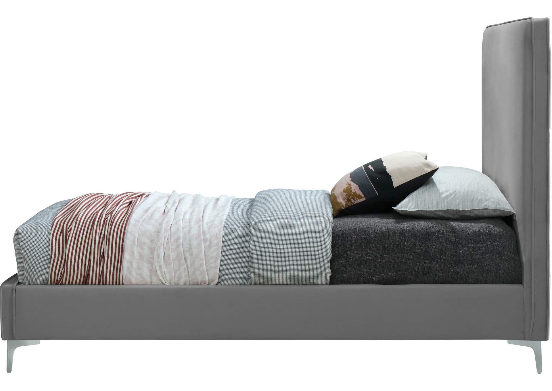 Geri Grey Velvet King Bed