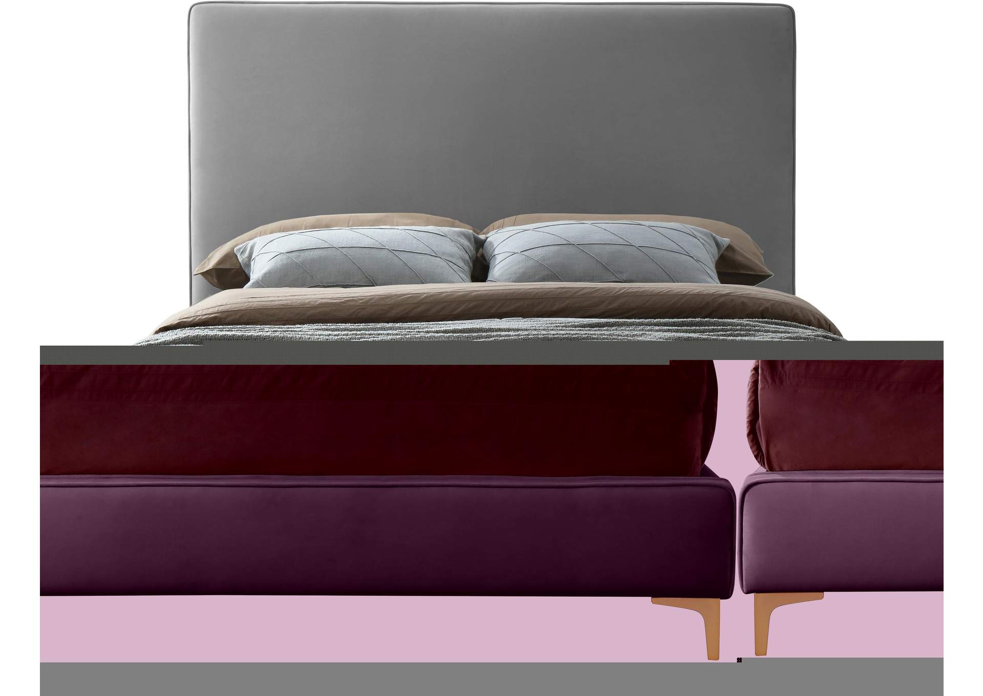 Geri Grey Velvet King Bed