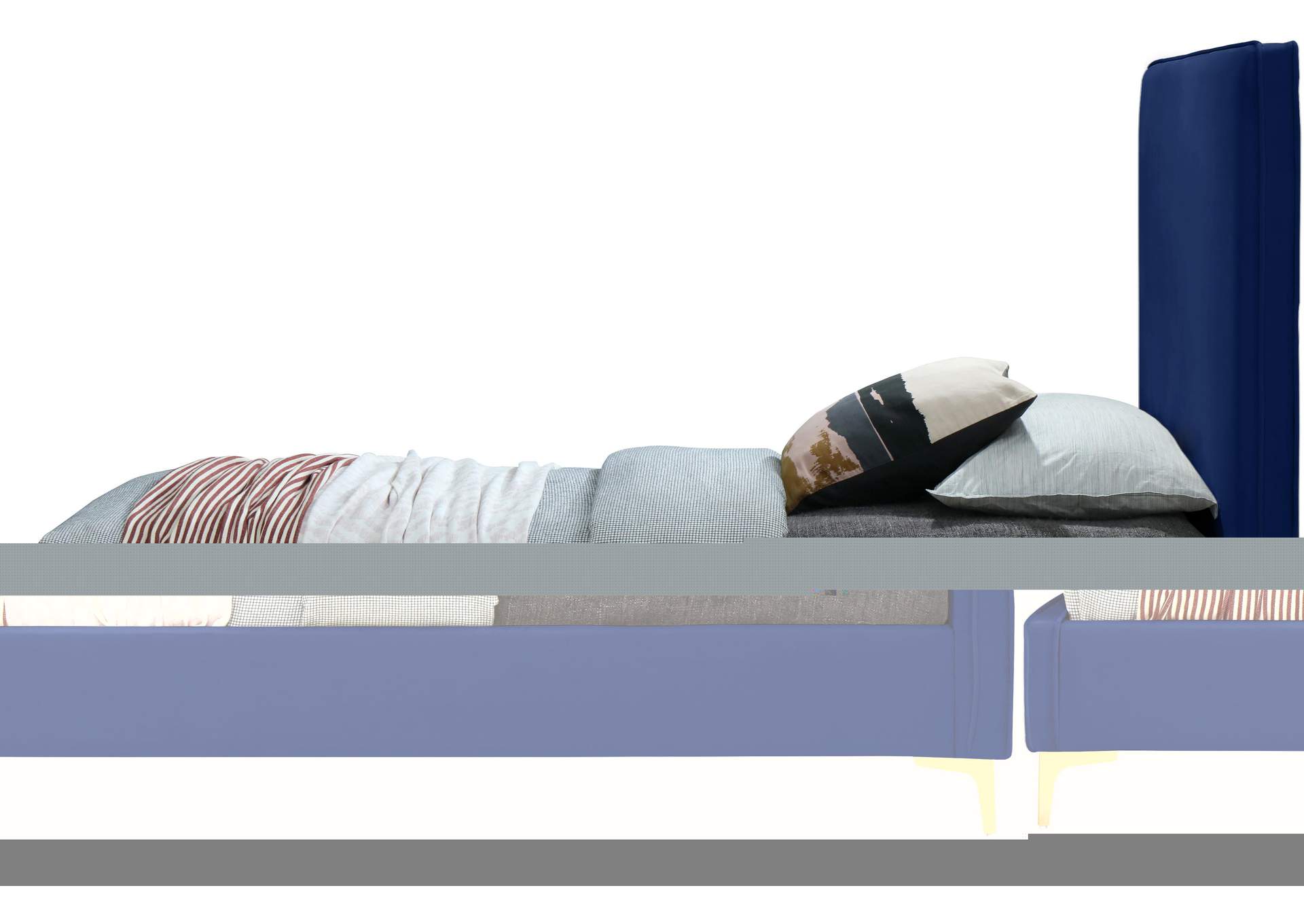 Geri Navy Velvet Twin Bed