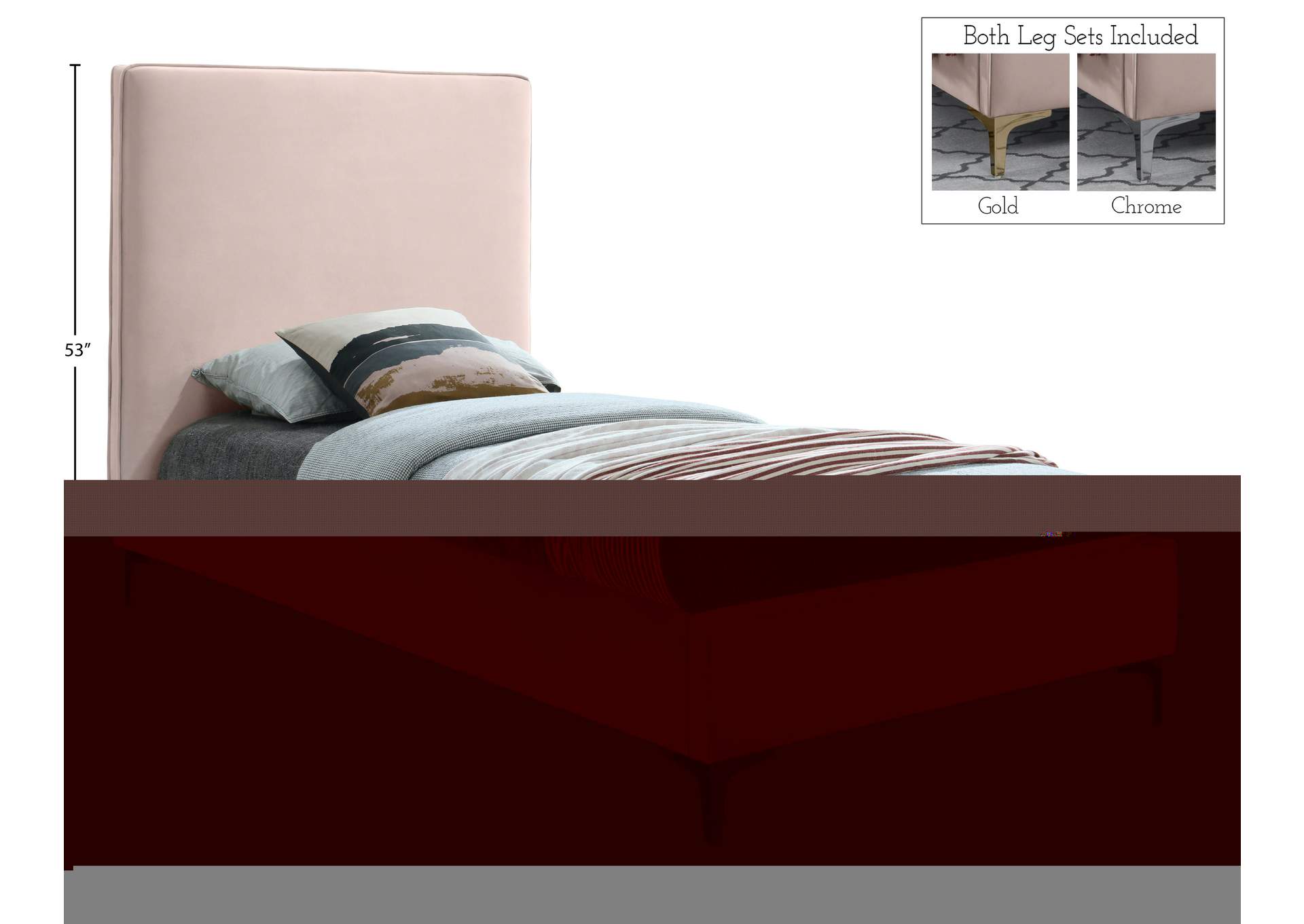 Geri Pink Velvet Twin Bed