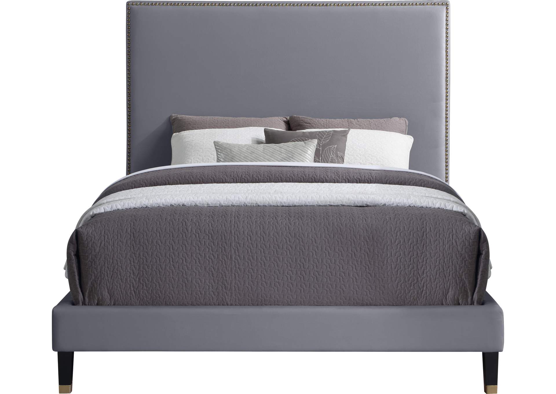 Harlie Grey Velvet Full Bed