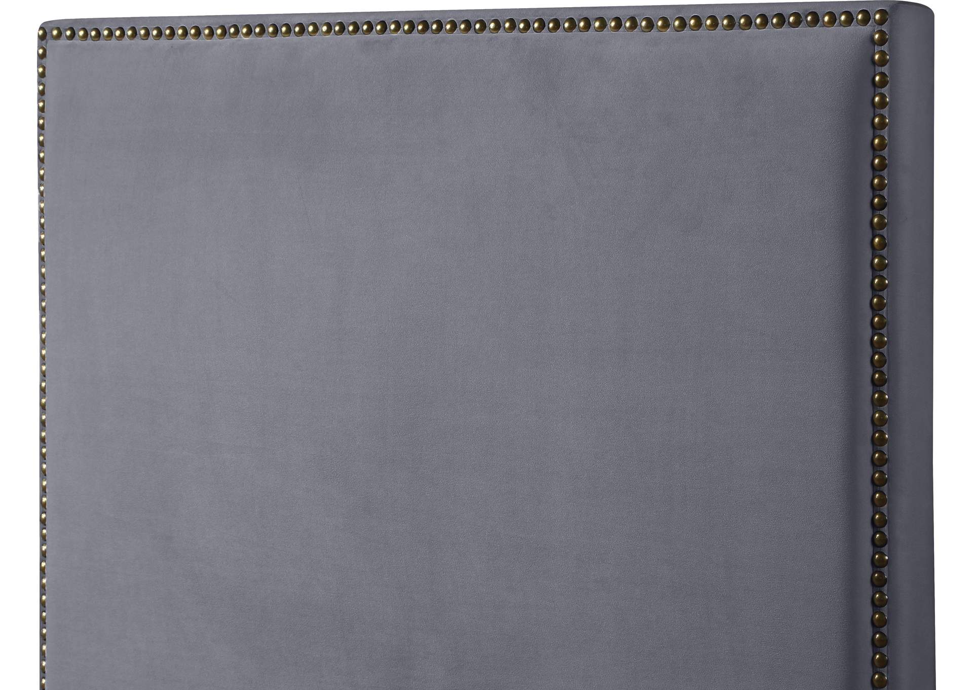 Harlie Grey Velvet Twin Bed