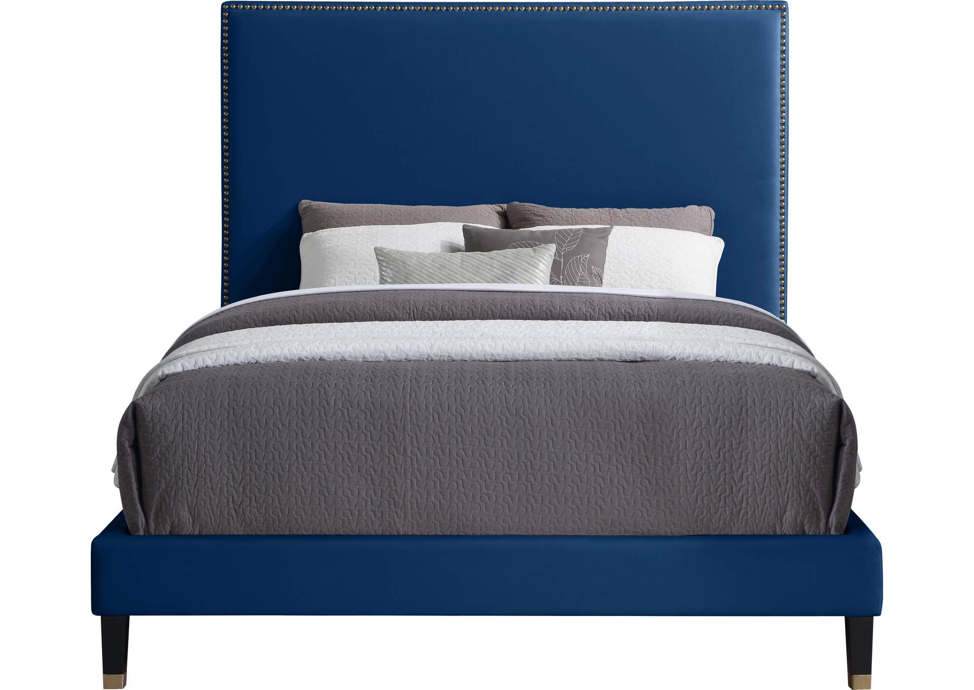 Harlie Navy Velvet King Bed