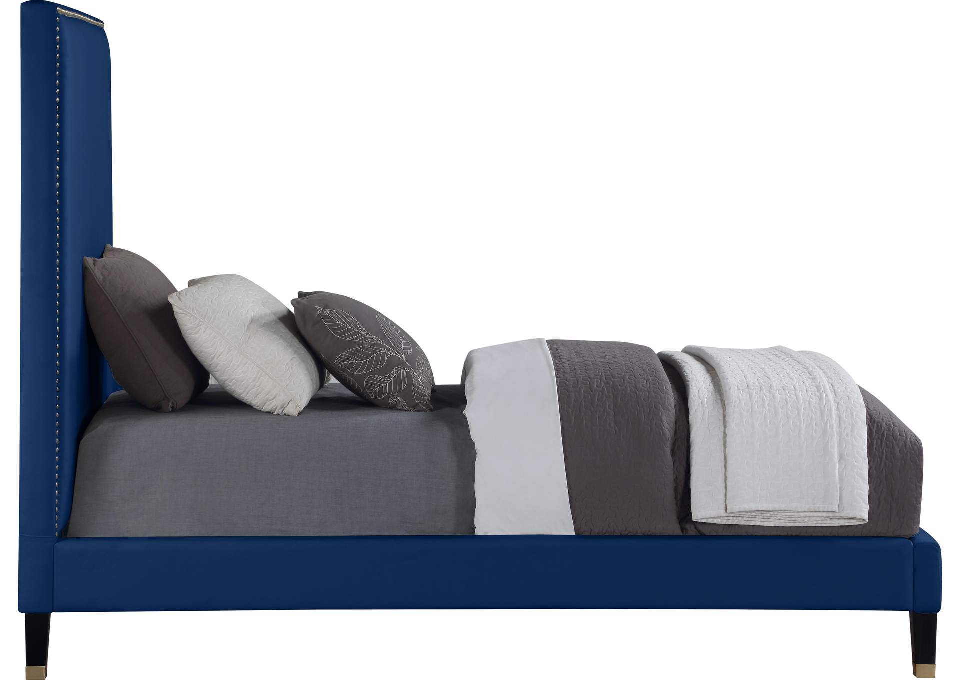 Harlie Navy Velvet Twin Bed