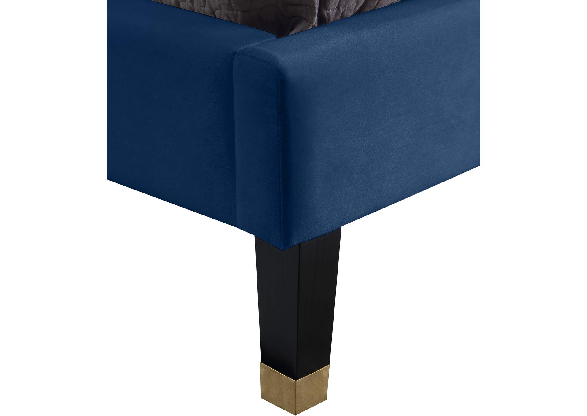Harlie Navy Velvet Twin Bed
