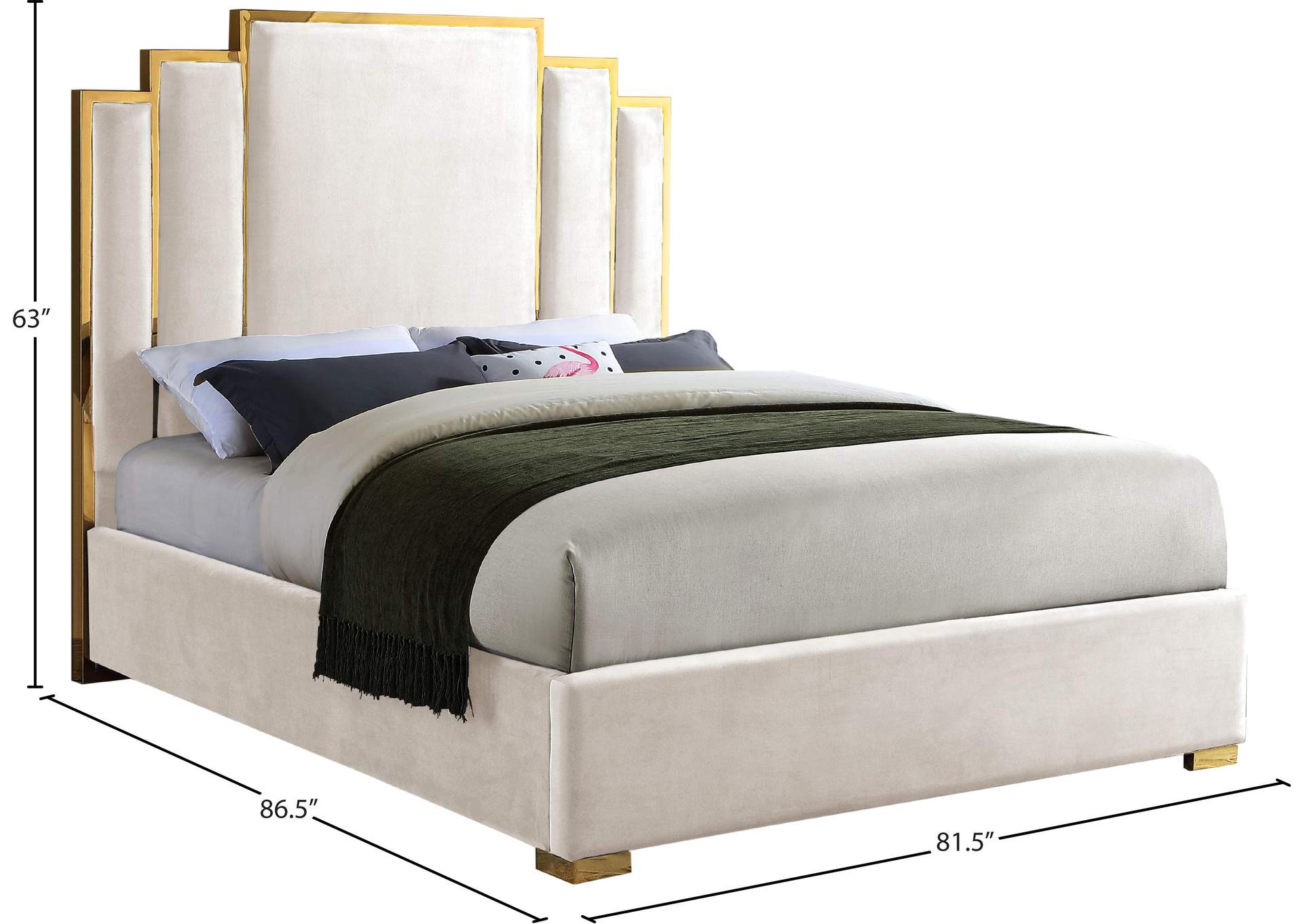 Hugo Cream Velvet King Bed