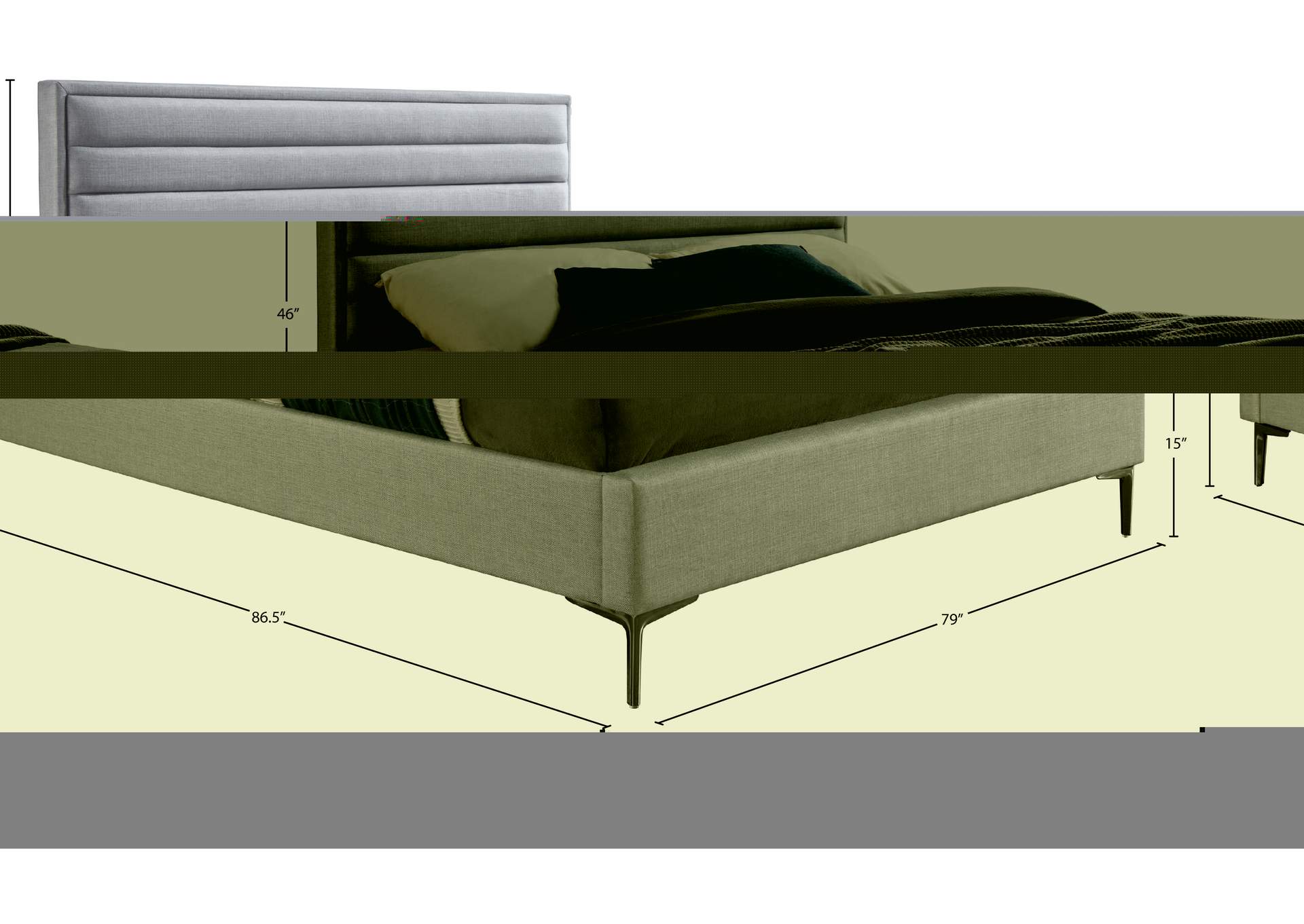 Hunter Grey Linen Textured King Bed