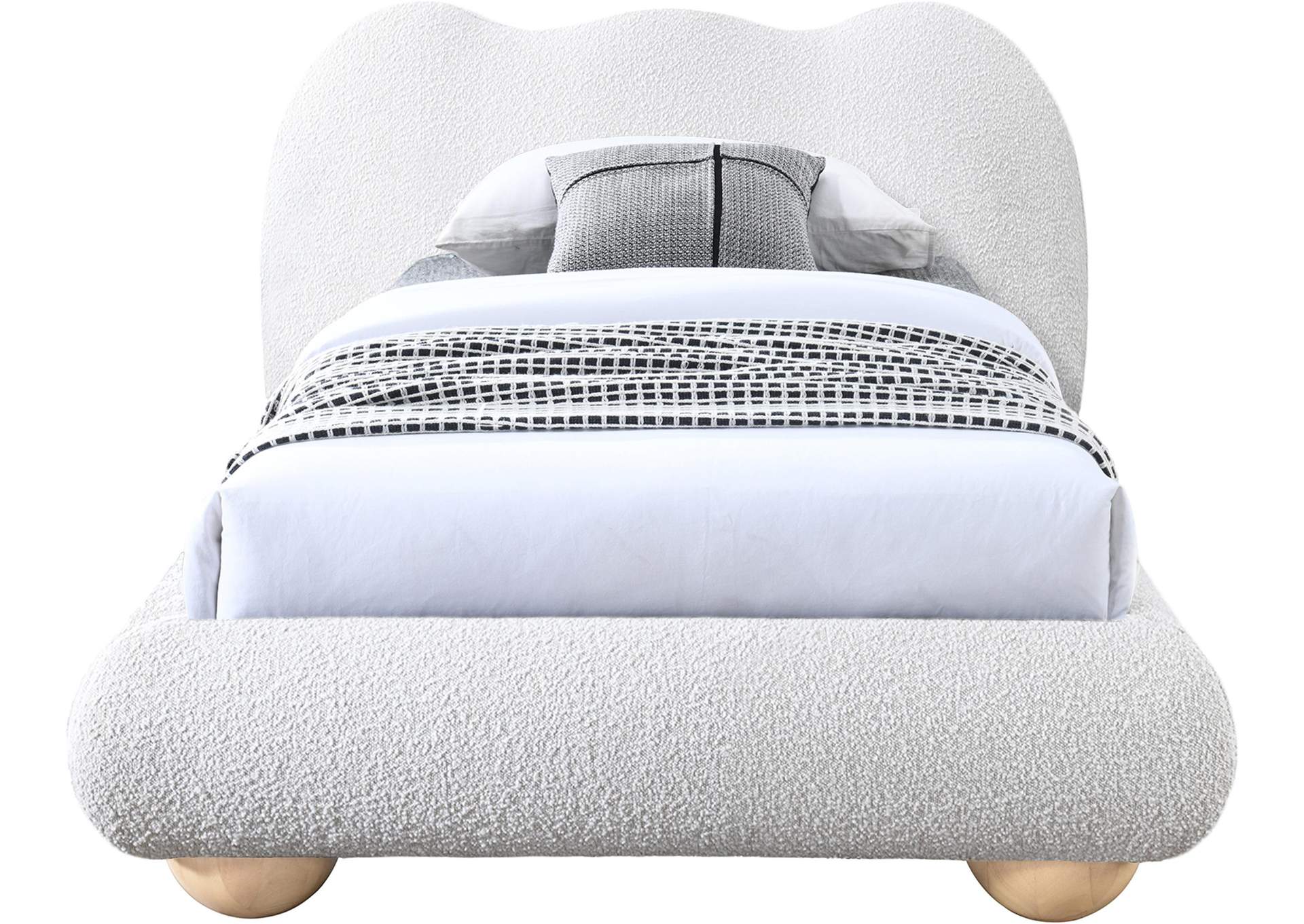 Hyde Cream Boucle Fabric Twin Bed (3 Boxes)