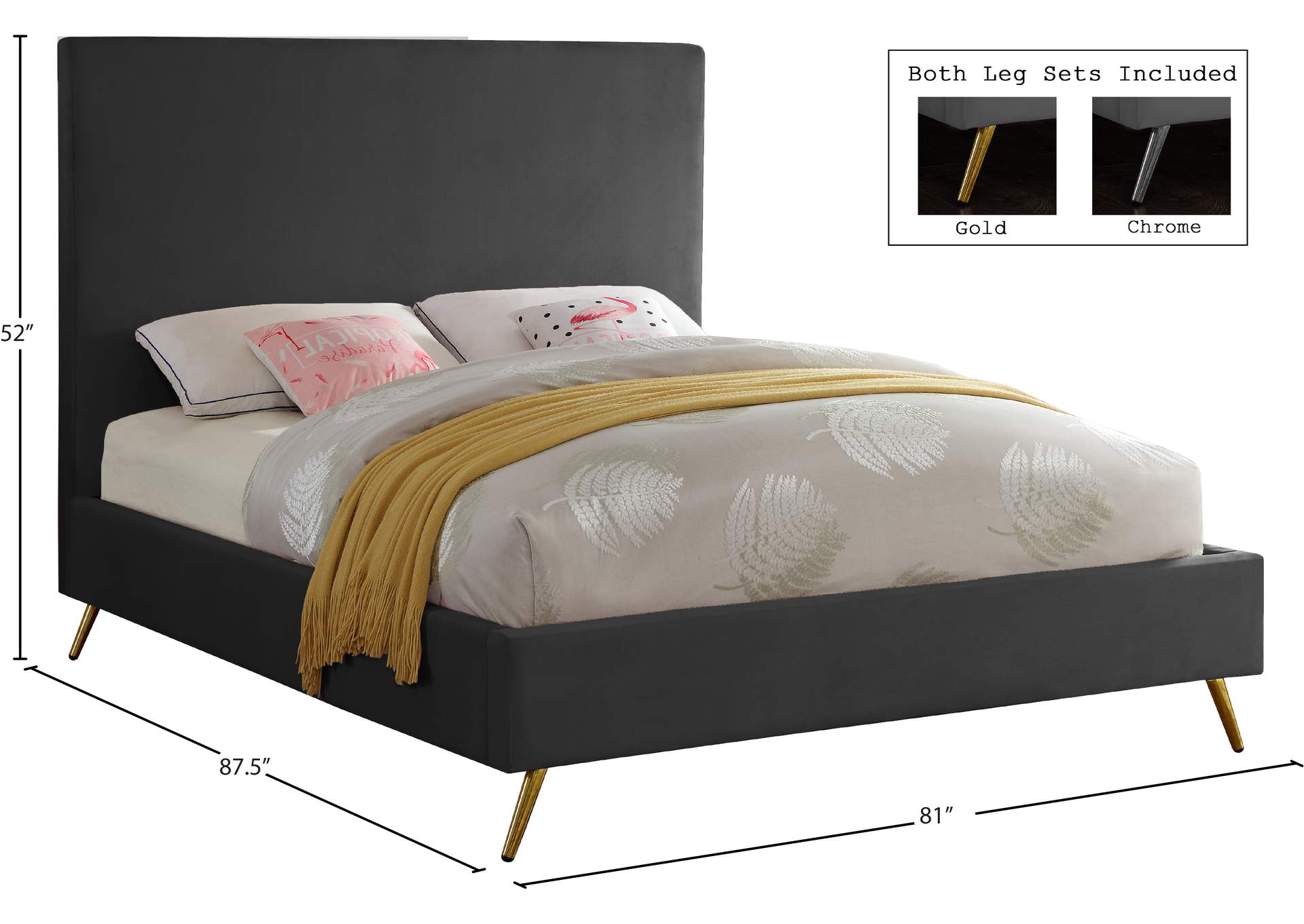 Jasmine Grey Velvet King Bed