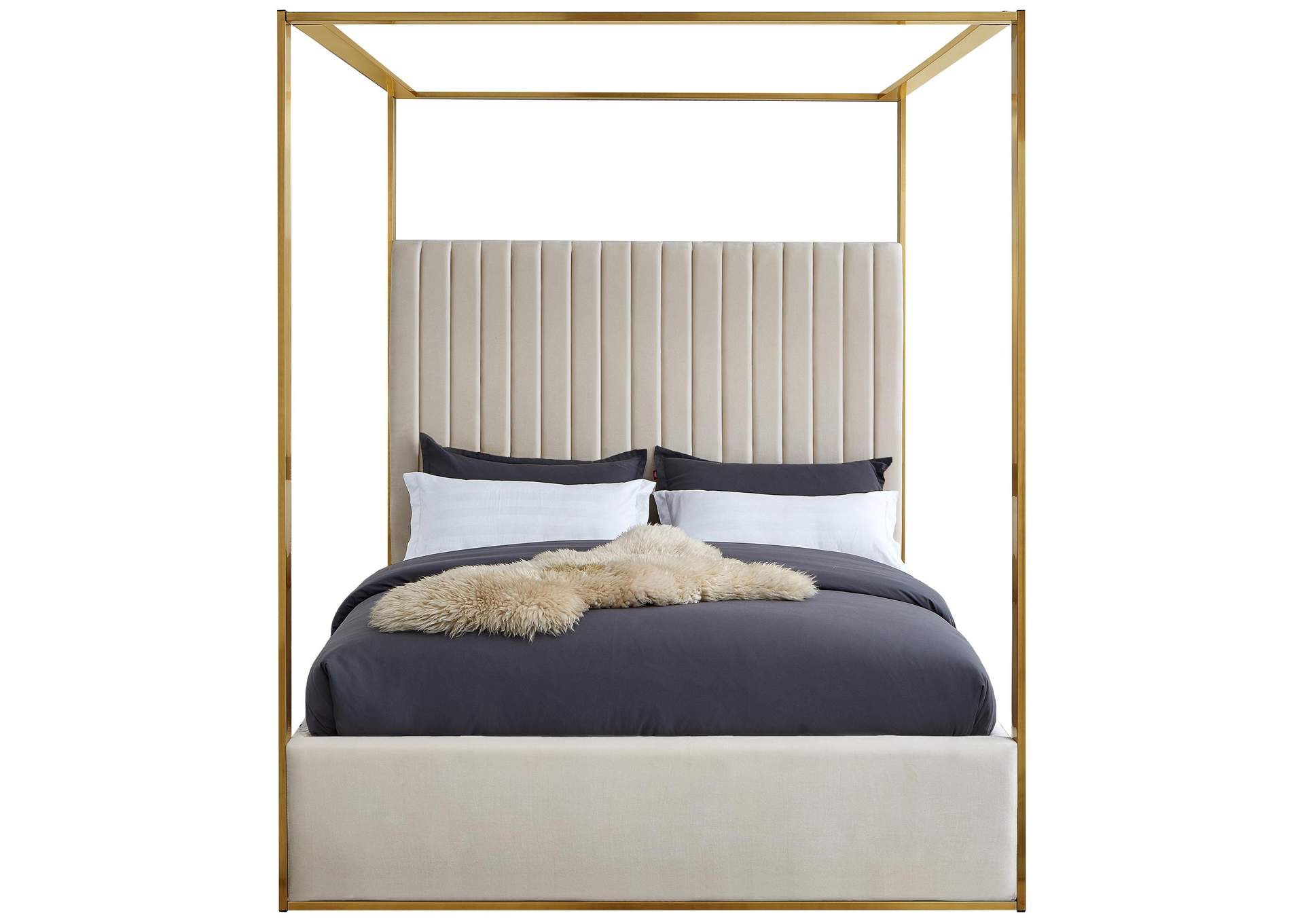 Jones Cream Velvet King Bed
