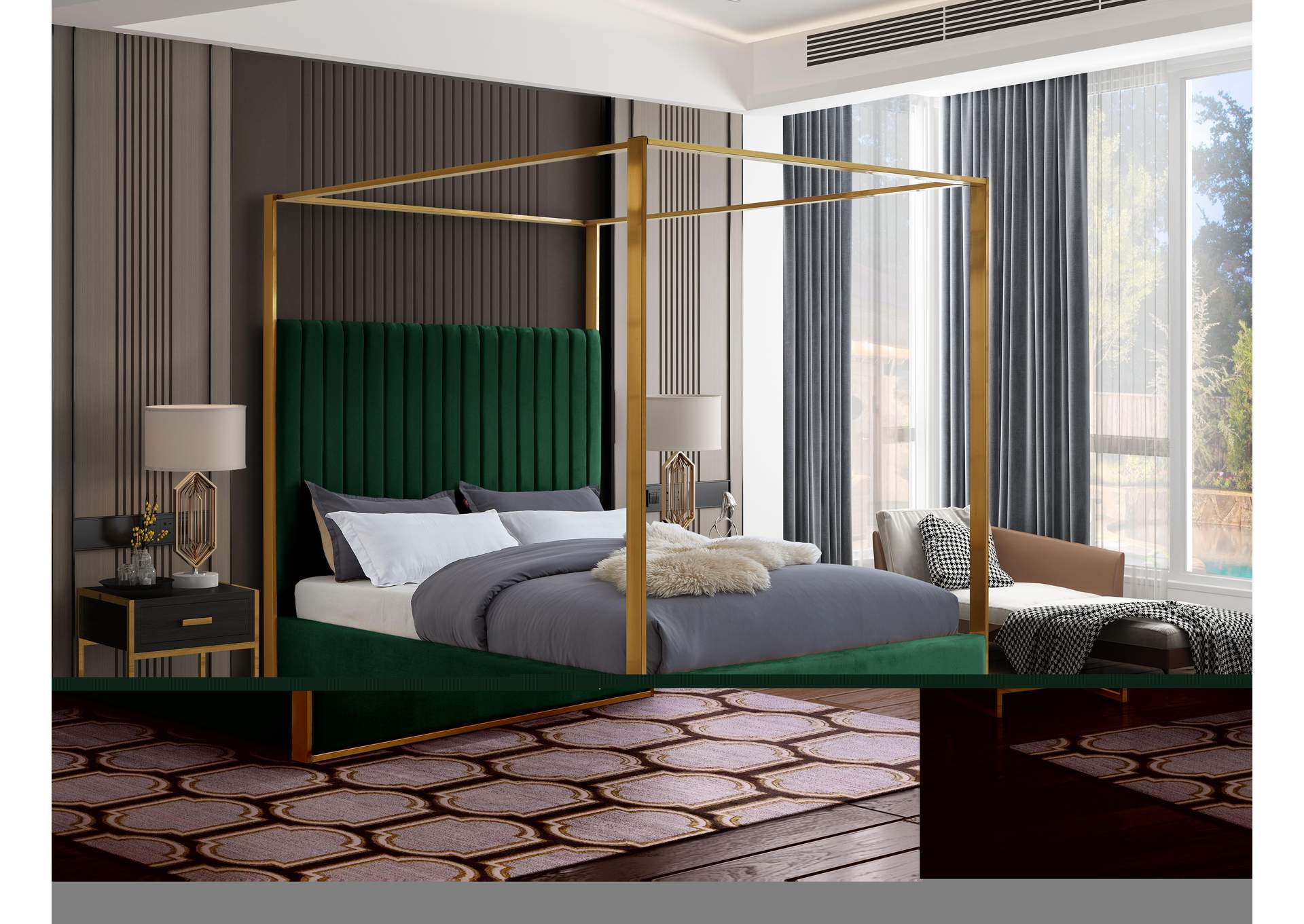 Jones Green Velvet Queen Bed