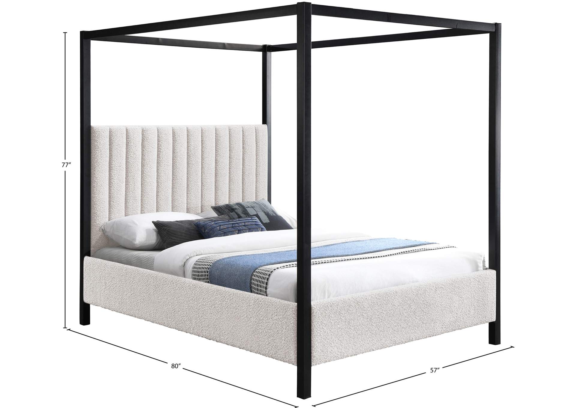 Kelly Cream Boucle Fabric Full Bed (3 Boxes)