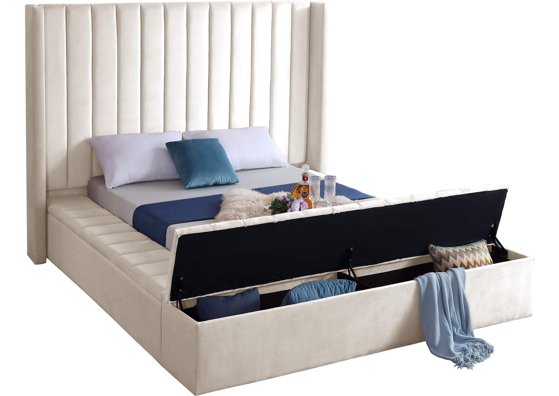 Kiki Cream Velvet Full Bed (3 Boxes)