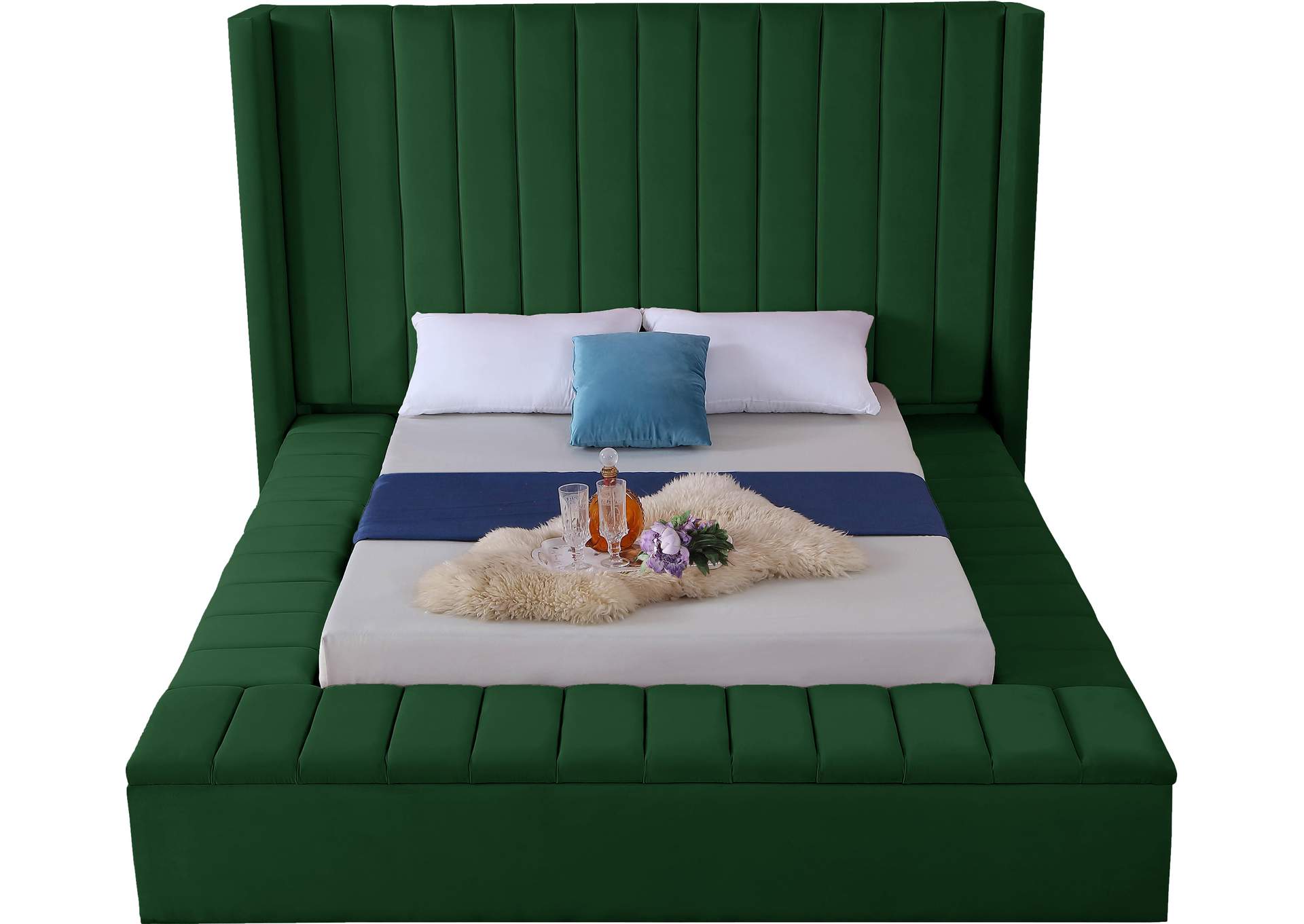 Kiki Green Velvet King Bed (3 Boxes)