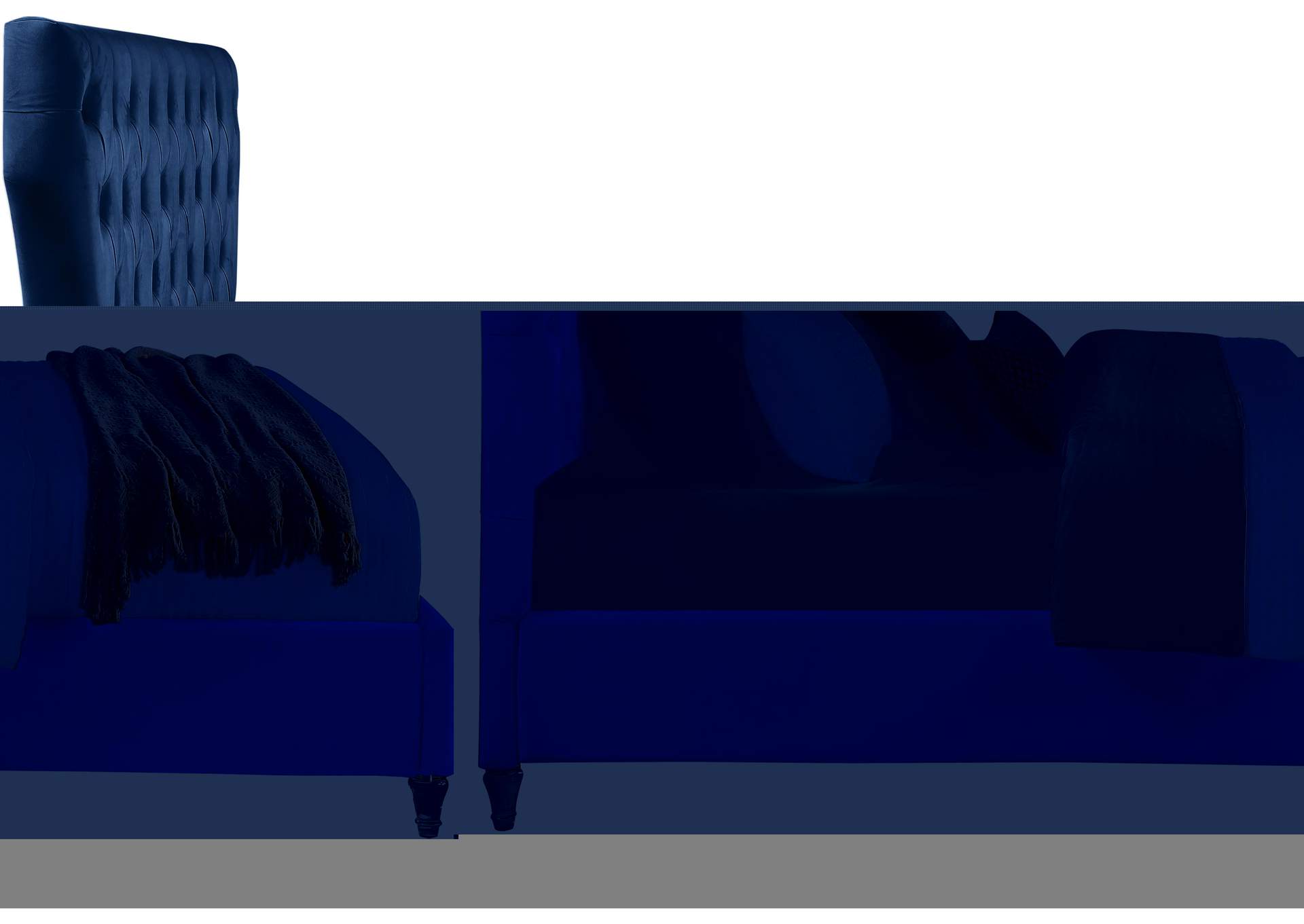 Kira Navy Velvet Queen Bed