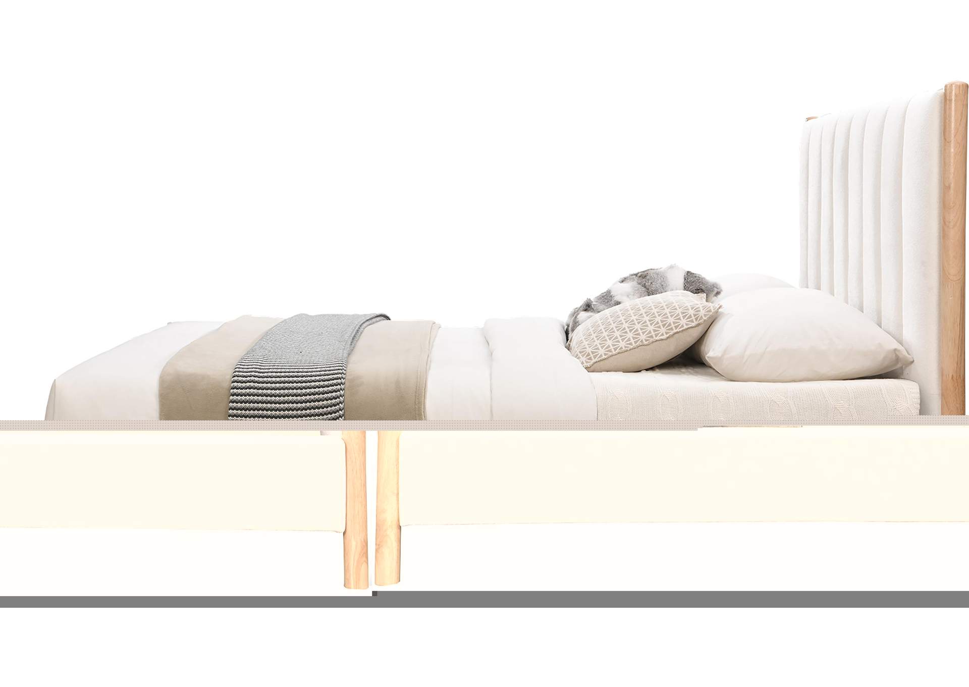 Kona Cream Polyester Fabric King Bed