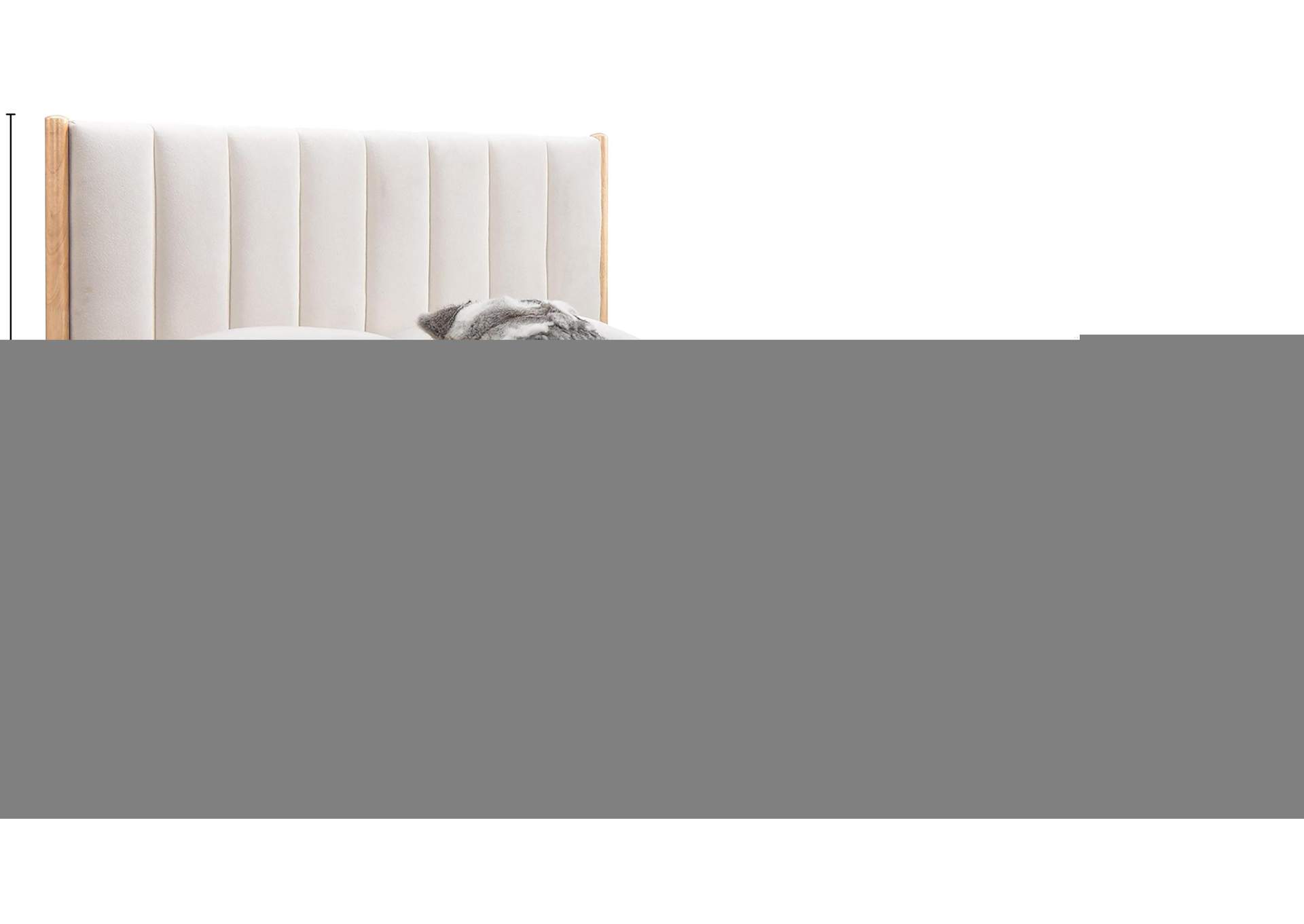 Kona Cream Polyester Fabric Queen Bed