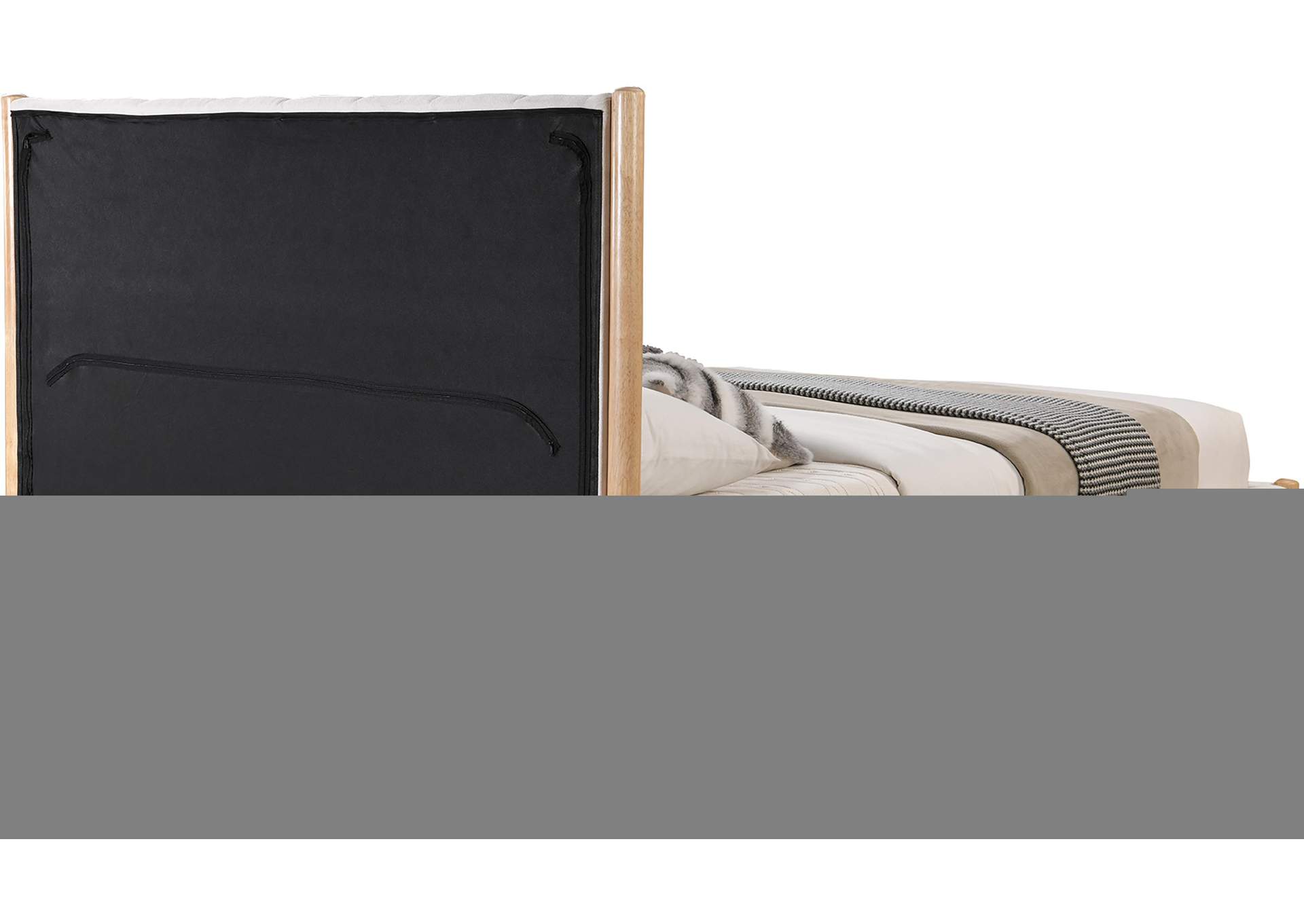 Kona Cream Polyester Fabric Queen Bed