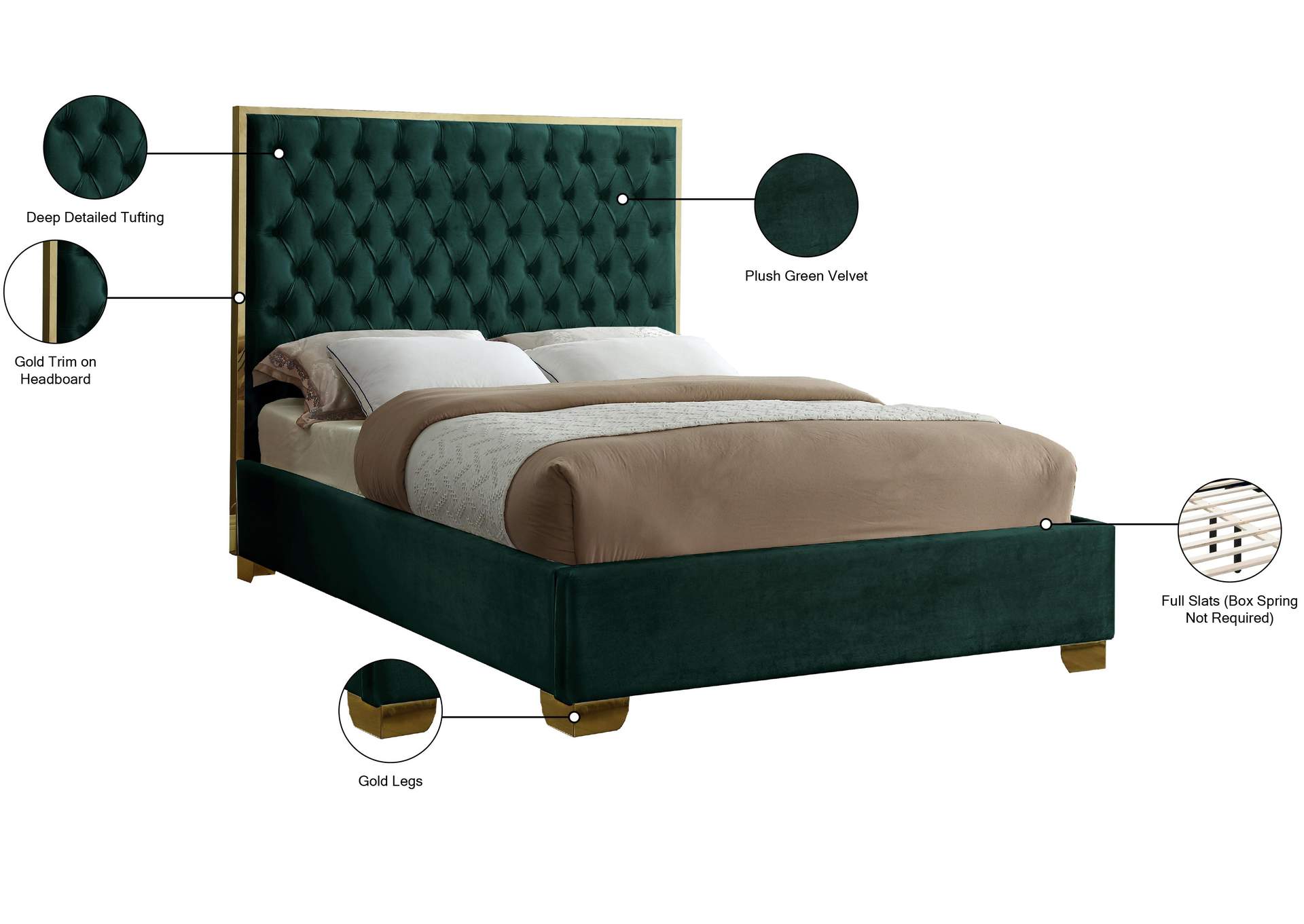 Lana Green Velvet Full Bed
