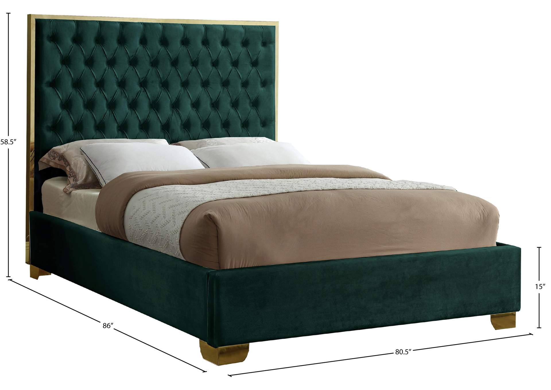 Lana Green Velvet King Bed