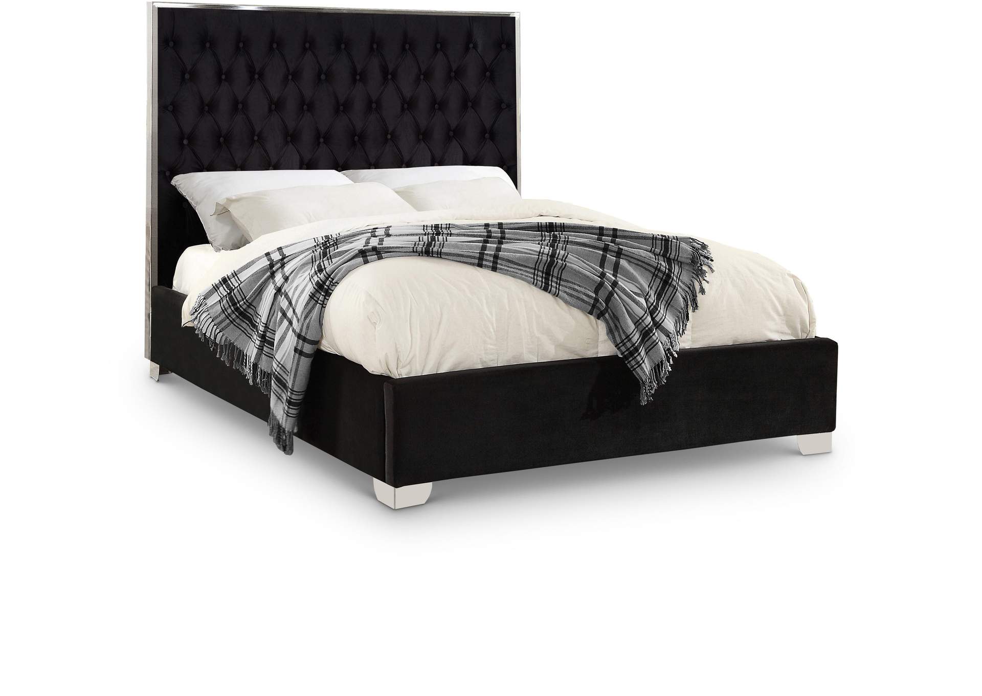 Lexi Black Velvet King Bed
