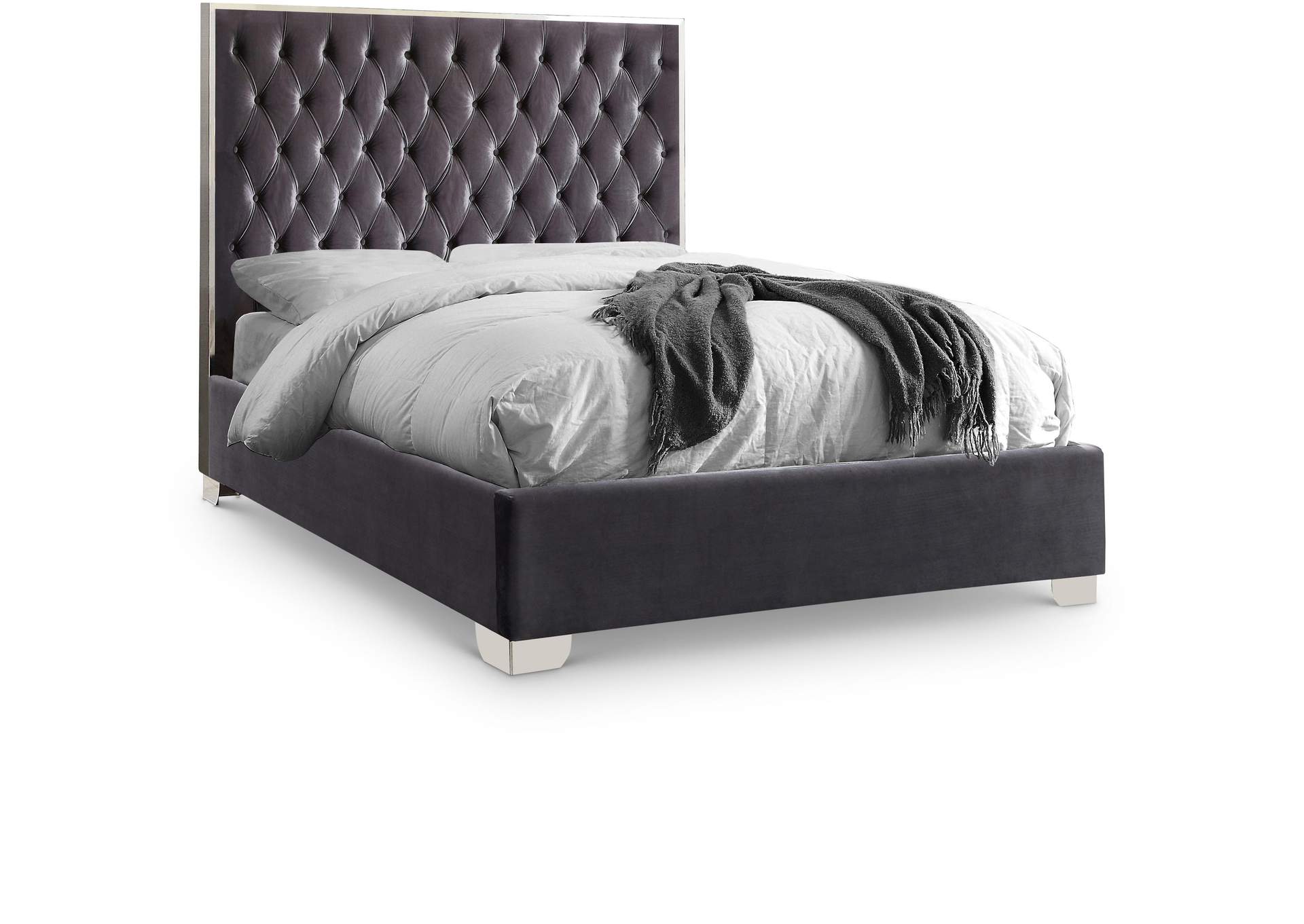 Lexi Grey Velvet Full Bed